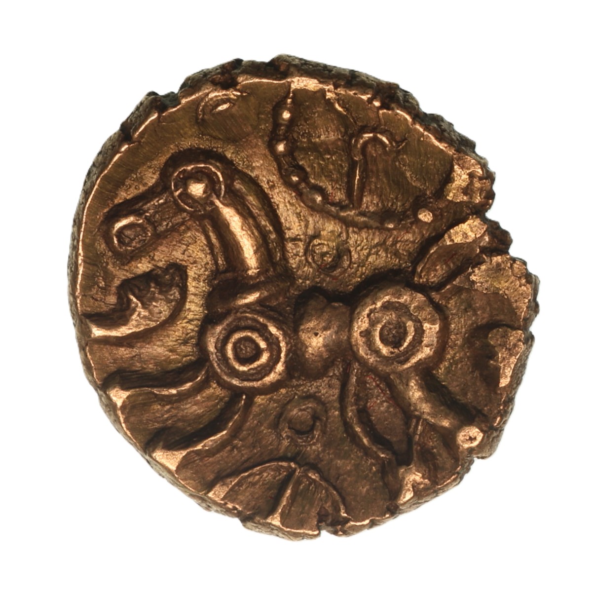 East Wiltshire c.50-35 BC Wiltshire Wheels Gold Quarter Stater *Extremely Rare*