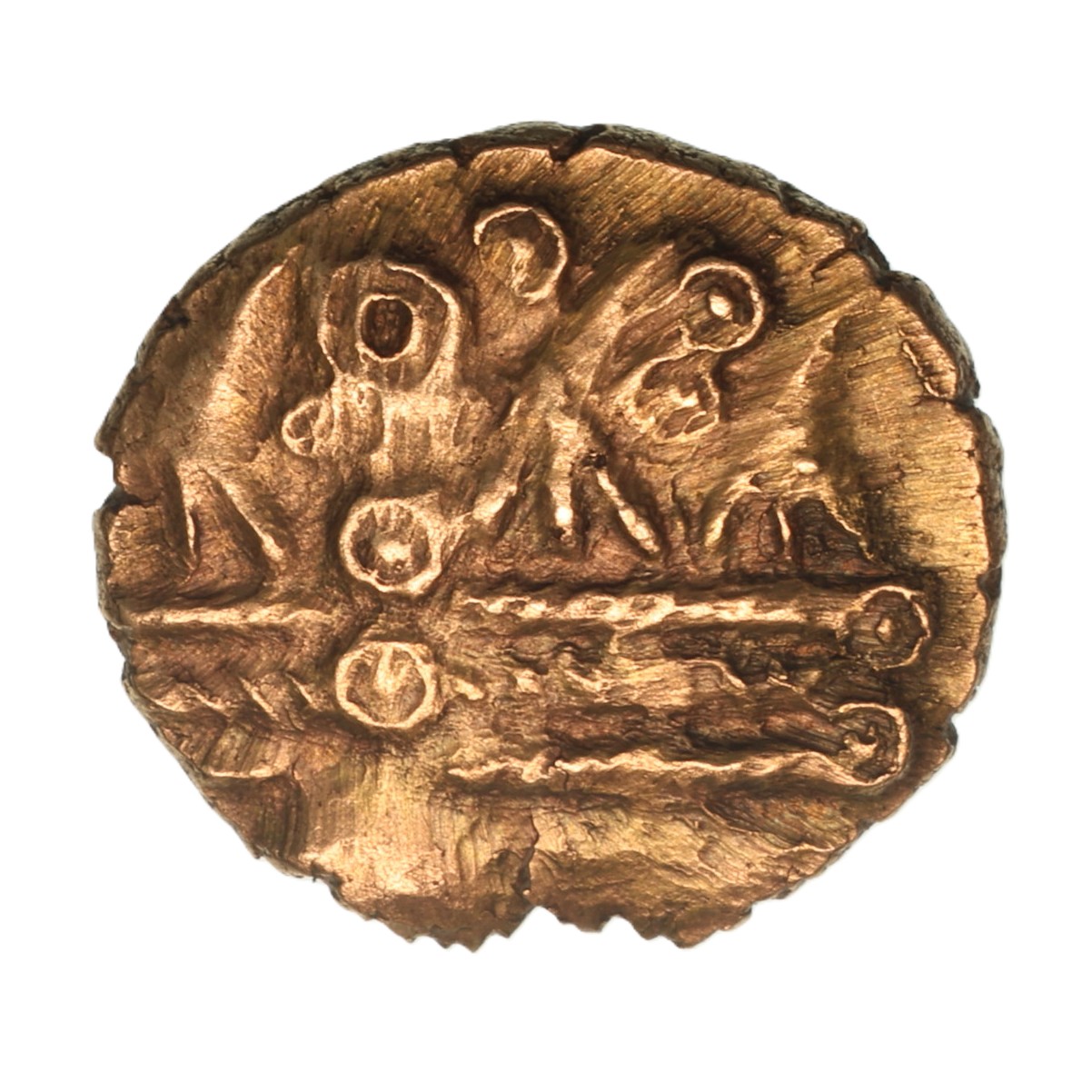 East Wiltshire c.50-35 BC Wiltshire Wheels Gold Quarter Stater *Extremely Rare* - Image 2