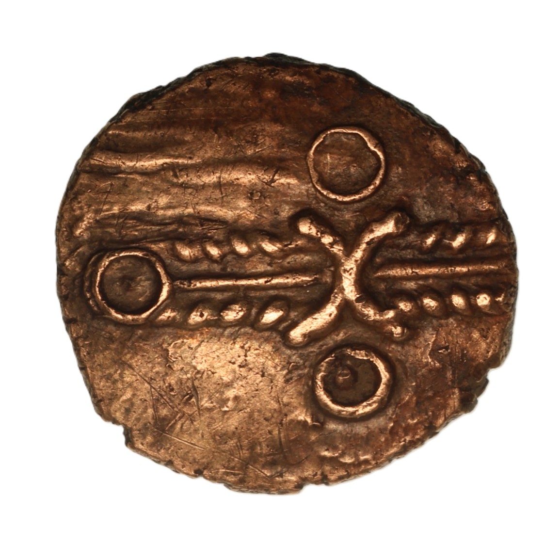 Trinovantes Dubnovellaunos c. 5 BC-AD 10 D. Trefoil Gold Quarter Stater *Very Rare* - Image 2