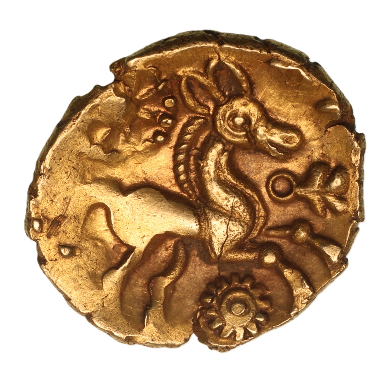 Catuvellauni 1st Century BC Harlow Wheel Gold Quarter Stater *Extremely Rare*