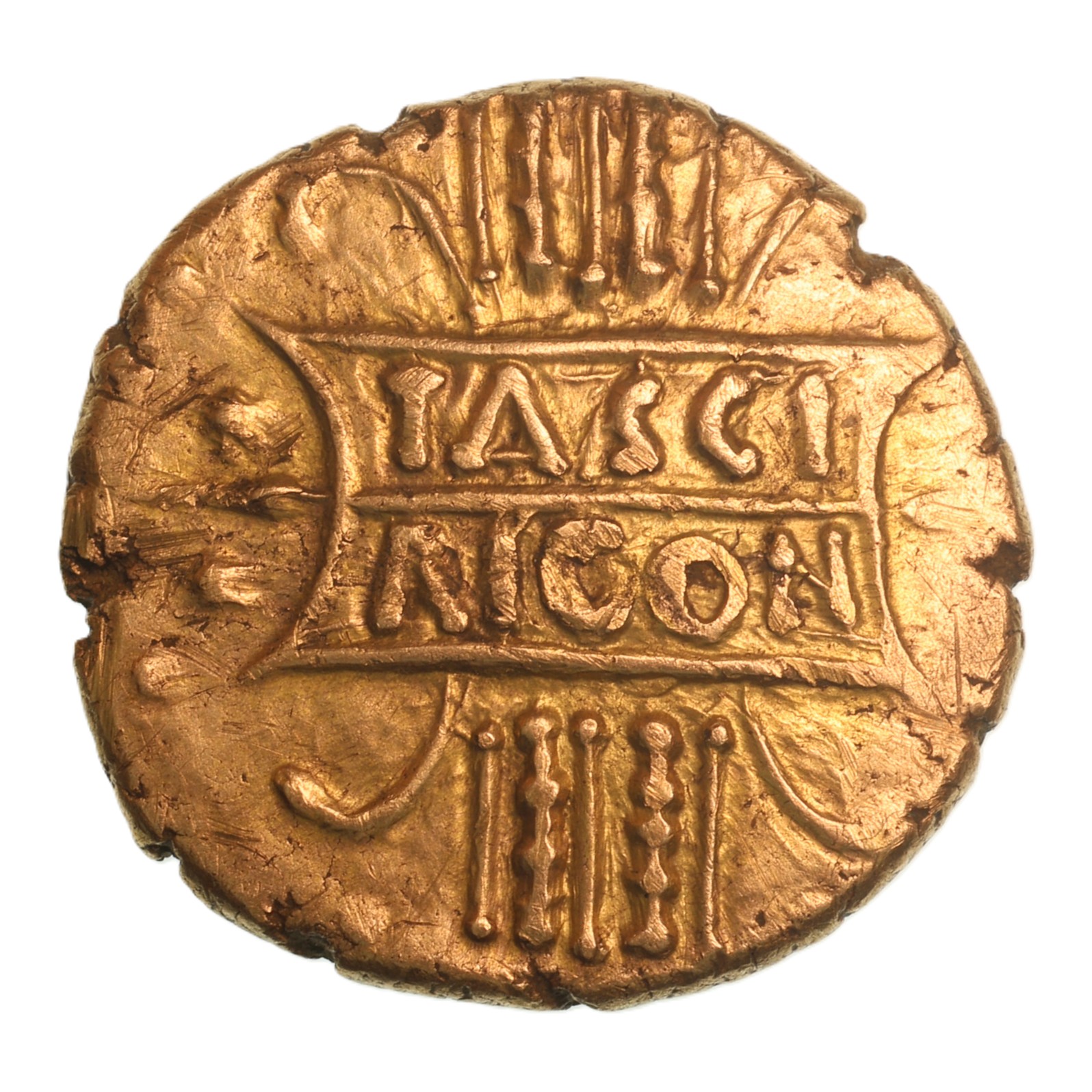 Catuvellauni Tasciovanos c. 25 BC-AD 10 Tascio Ricon Gold Stater *Illustrated in ABC* - Image 2