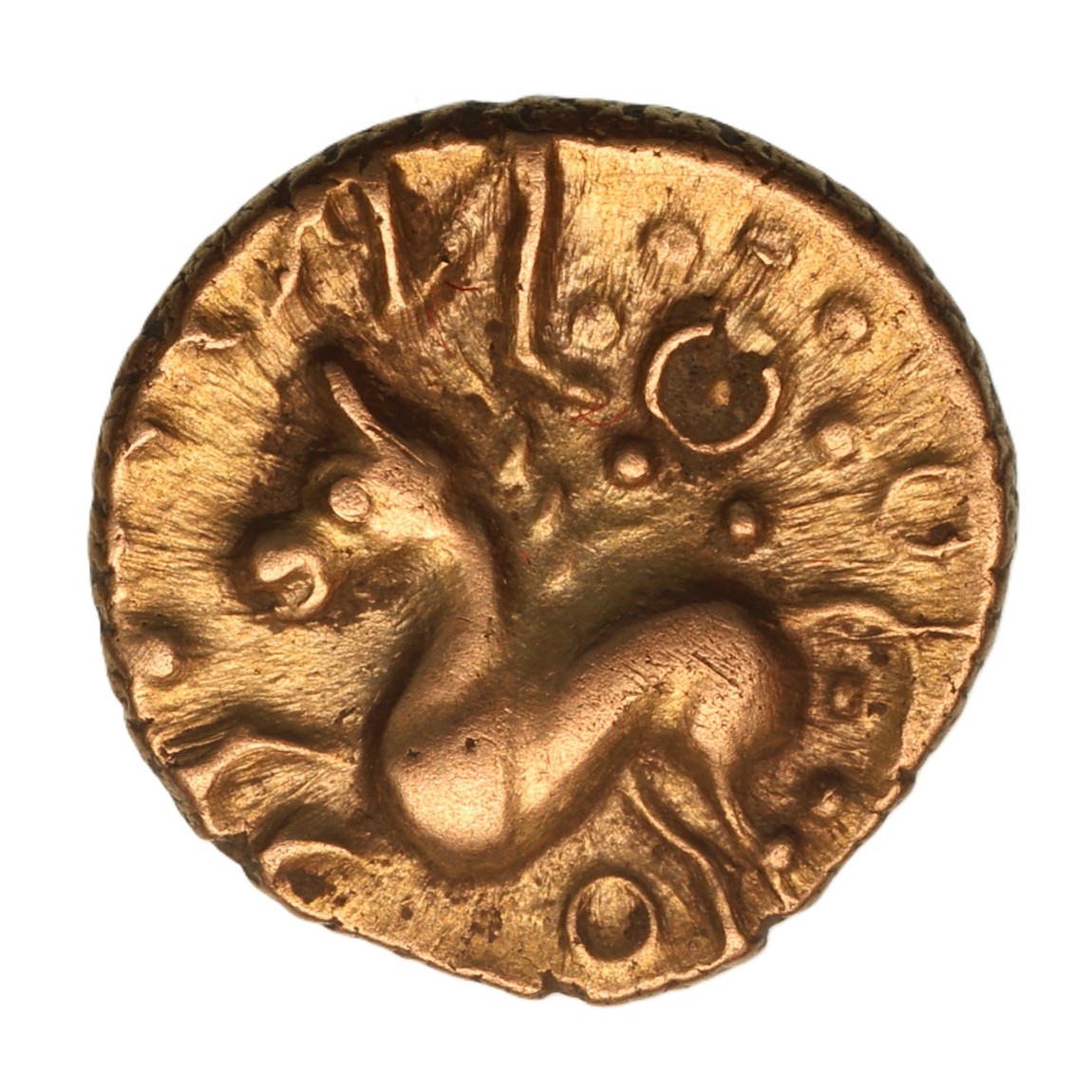 Catuvellauni Tasciovanos c. 25 BC-AD 10 T. Camul Gold Quarter Stater *Extremely Rare*