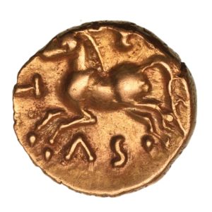Catuvellauni Tasciovanos c. 25 BC-AD 10 Rings Gold Quarter Stater *Excessively Rare*