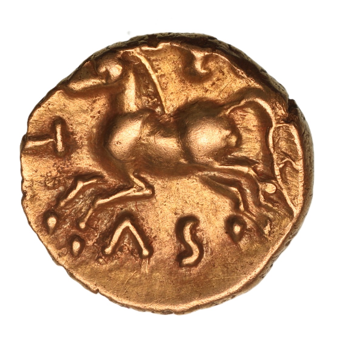 Catuvellauni Tasciovanos c. 25 BC-AD 10 Rings Gold Quarter Stater *Excessively Rare*