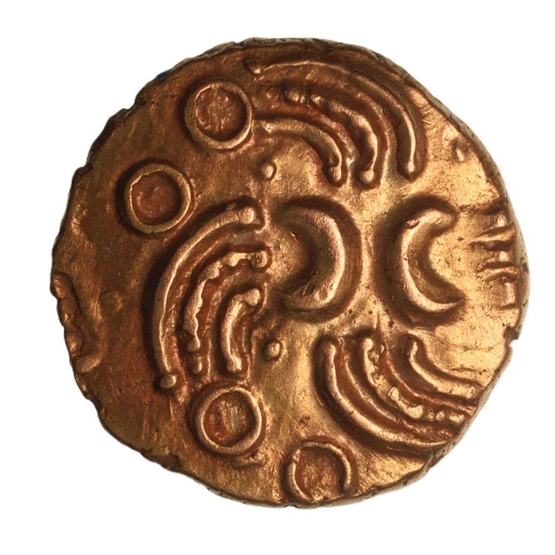 Catuvellauni Tasciovanos c. 25 BC-AD 10 Rings Gold Quarter Stater *Excessively Rare* - Image 2