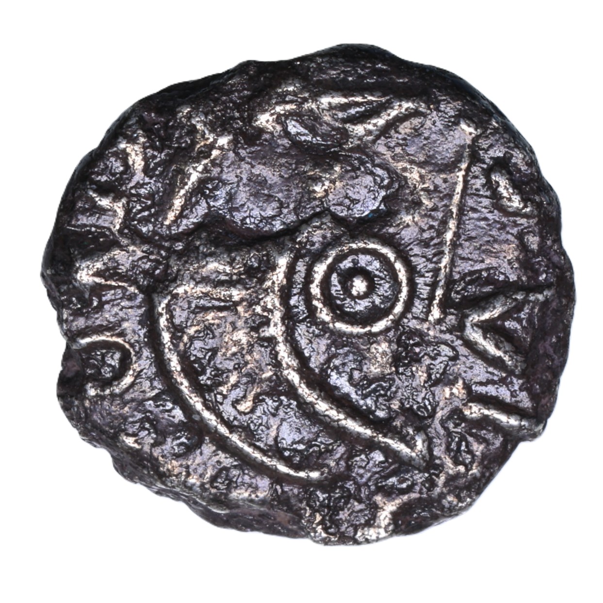 Catuvellauni Tasciovanos c. 25 BC-AD 10 Crescent Silver Unit *Excessively Rare*
