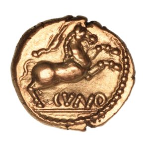Catuvellauni and Trinovantes Cunobelinus c. AD 8-40 Classic Gold Quarter Stater *Very Rare*