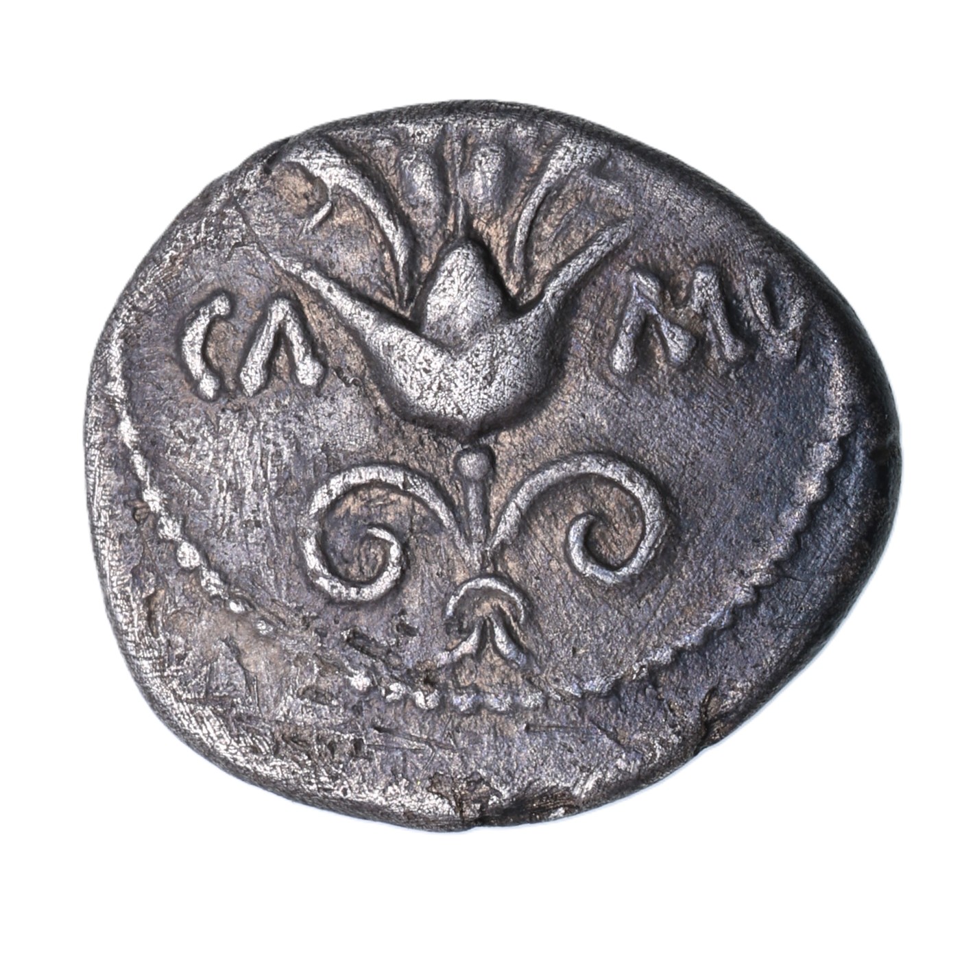 Catuvellauni and Trinovantes Cunobelinus c. AD 8-40 Flower Silver Unit *Extremely rare* - Image 2