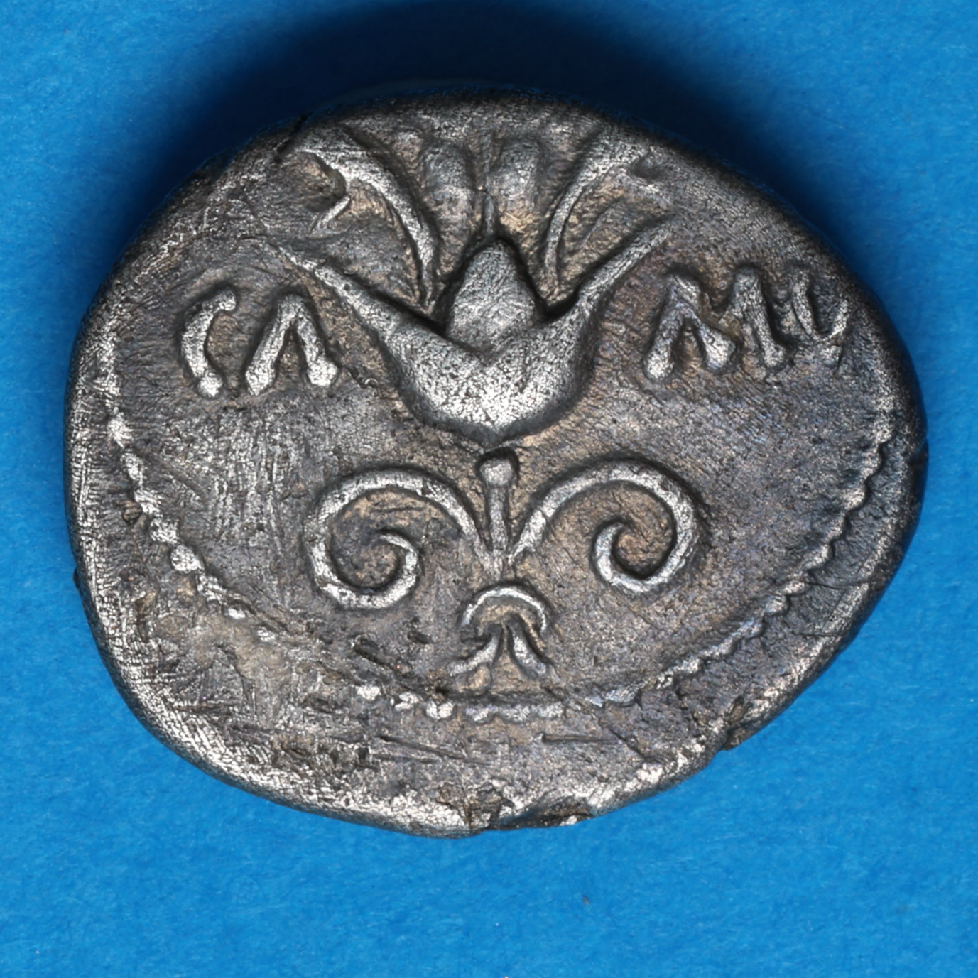 Catuvellauni and Trinovantes Cunobelinus c. AD 8-40 Flower Silver Unit *Extremely rare* - Image 3