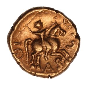 Catuvellauni Tasciovanos c. 25 BC-AD 10 Gold Stater Tasciovanos Warrior *Rare*