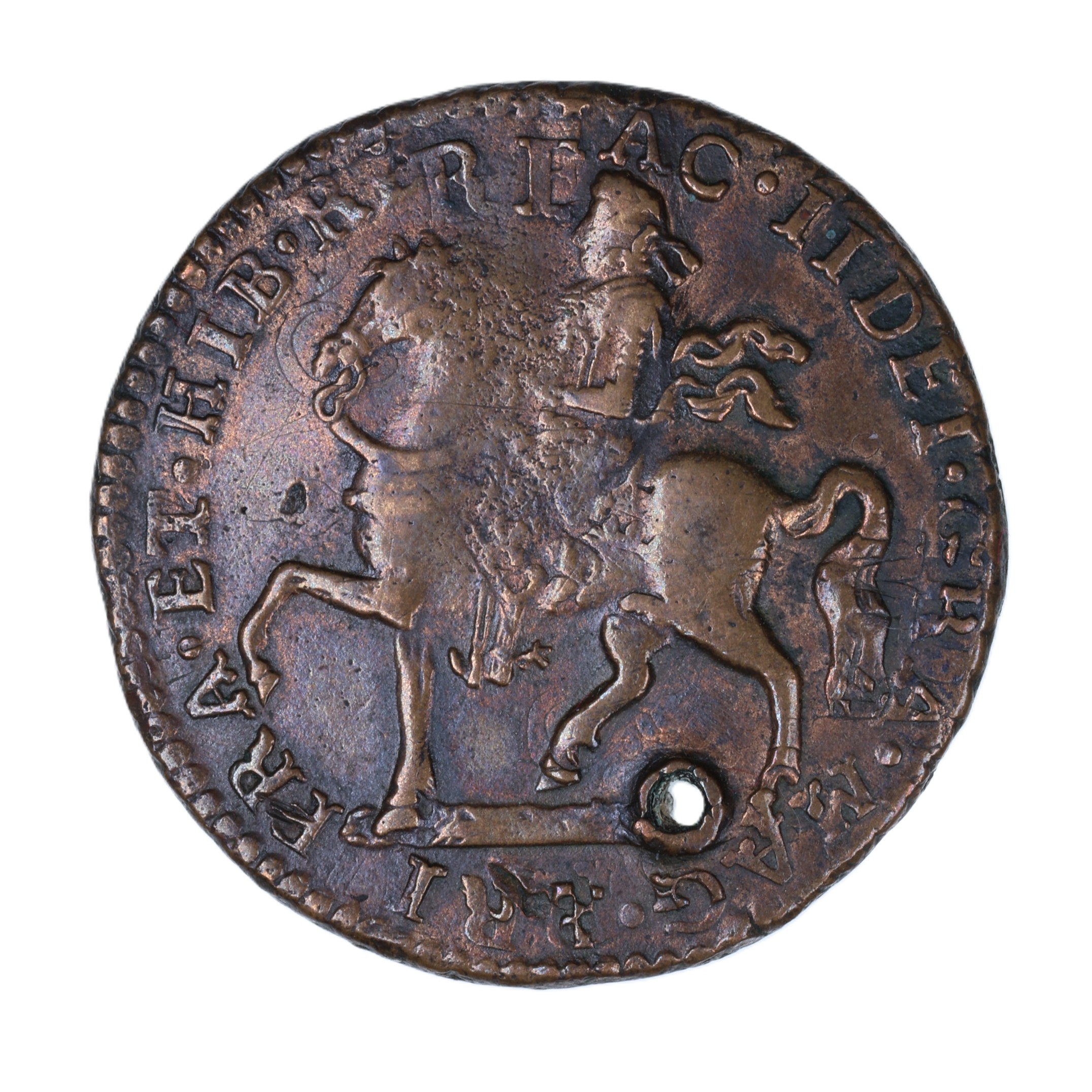Ireland Gunmoney James II AD 1685-1691 Civil War Coinage Brass Gunmoney Crown AD 1690 Pierced