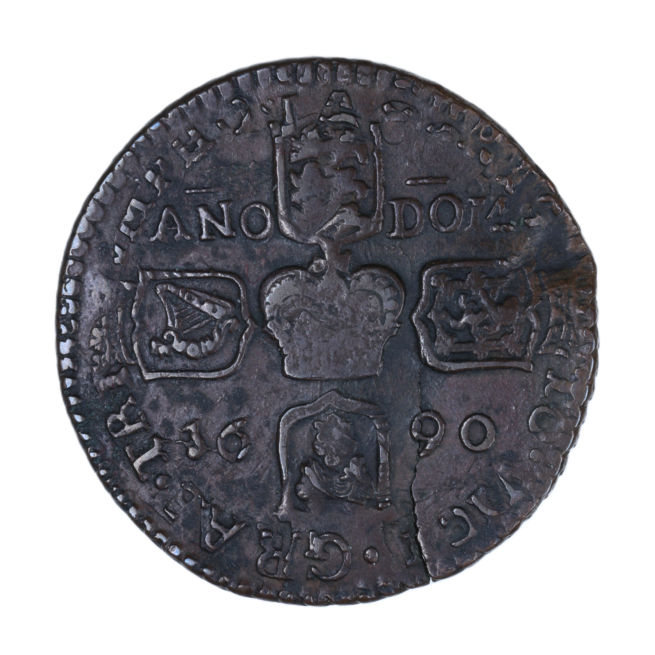 Ireland Gunmoney James II AD 1685-1691 Civil War Coinage Brass Gunmoney Crown AD 1690 - Image 2