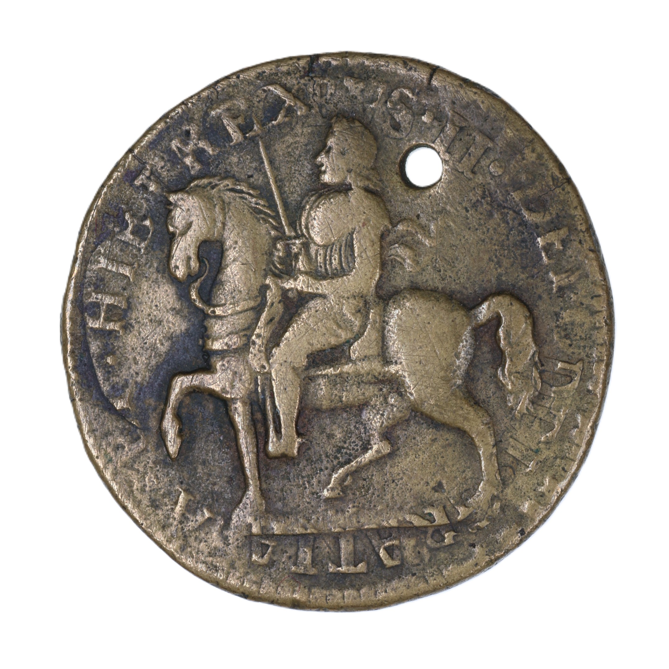 Ireland Gunmoney James II AD 1685-1691 Civil War Coinage Brass Gunmoney Crown AD 1690 Pierced