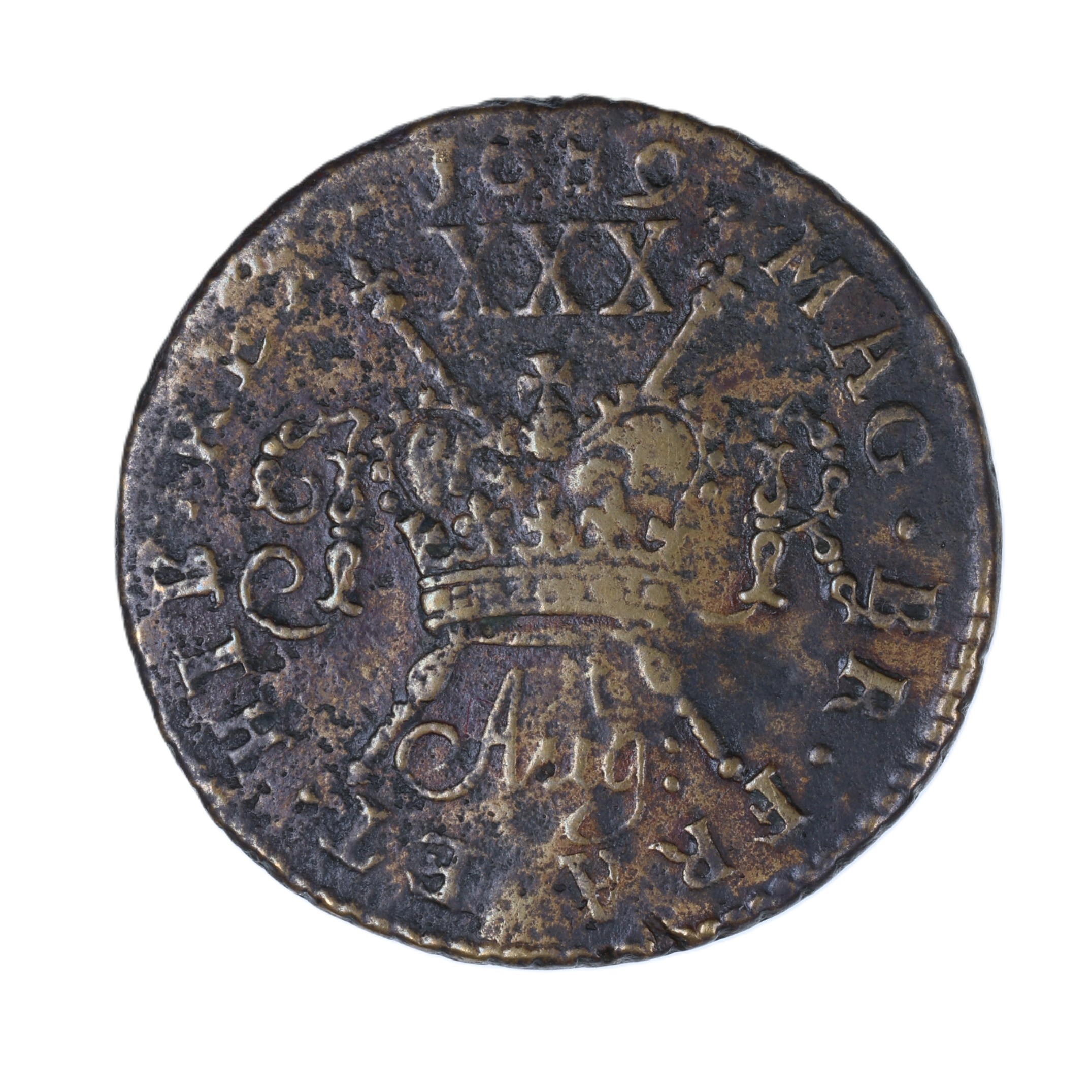 Ireland Gunmoney James II AD 1685-1691 Civil War Coinage Brass Gunmoney Halfcrown AD 1689 - Image 2