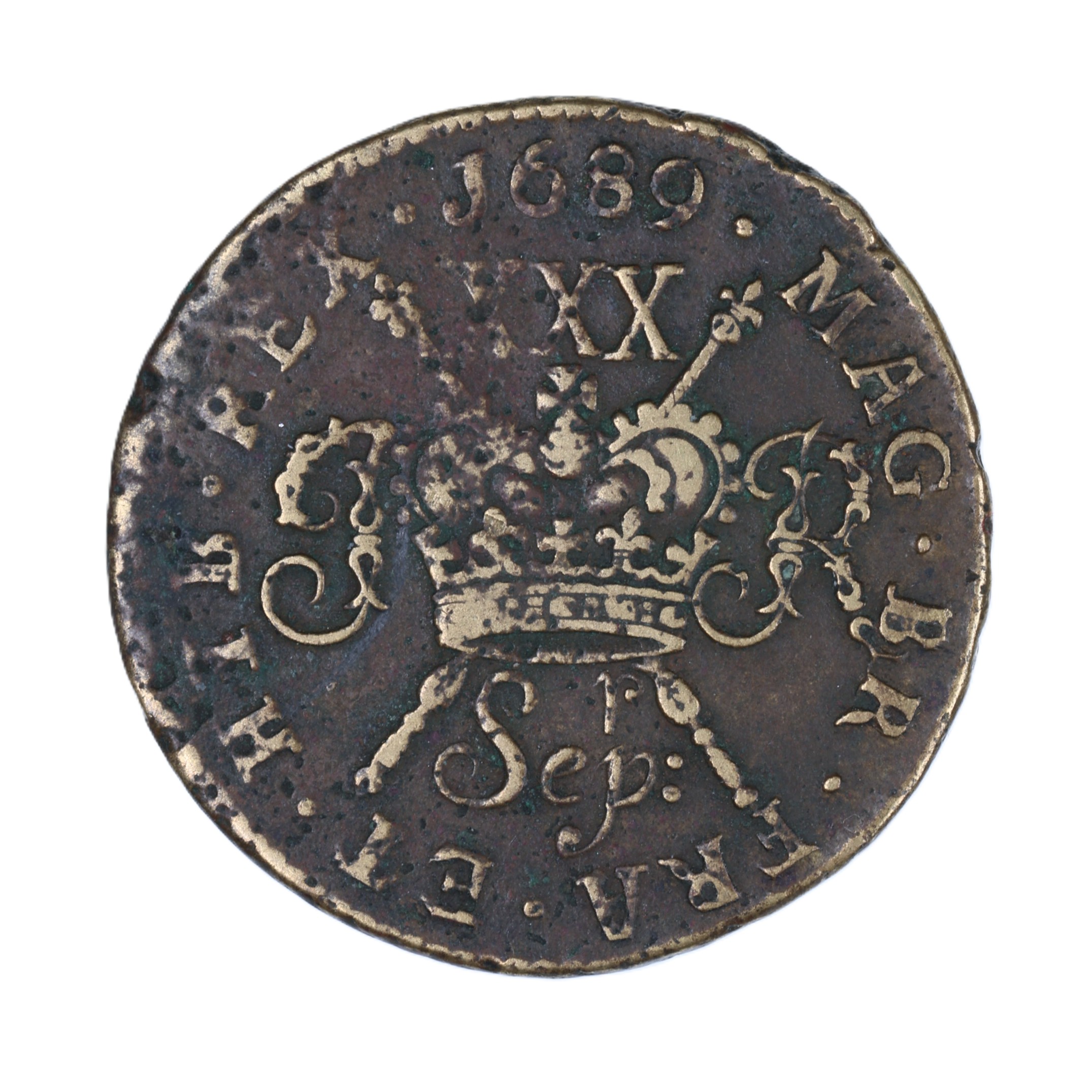 Ireland Gunmoney James II AD 1685-1691 Civil War Coinage Brass Gunmoney Halfcrown AD 1689 - Image 2