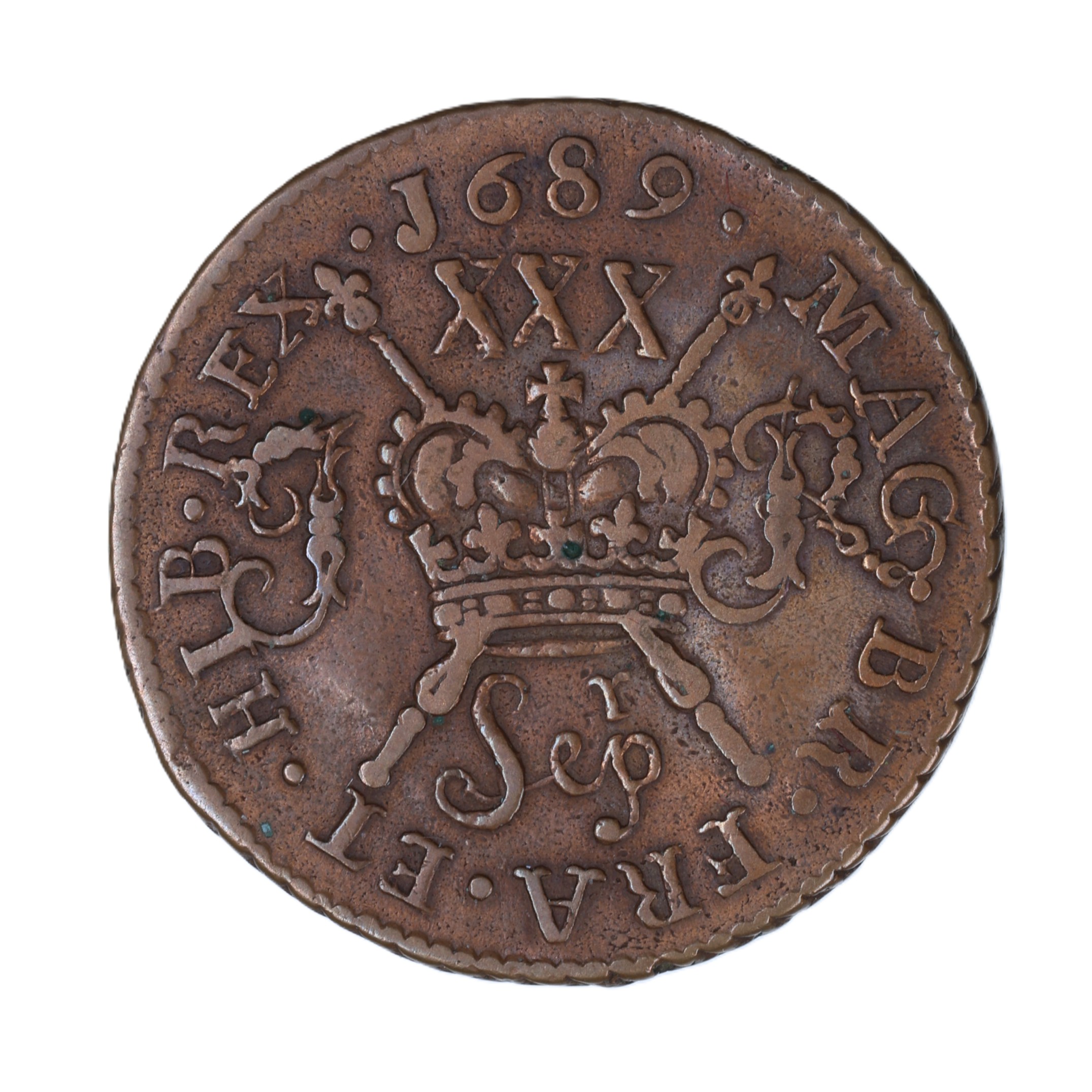 Ireland Gunmoney James II AD 1685-1691 Civil War Coinage Brass Gunmoney Halfcrown AD 1689 - Image 2
