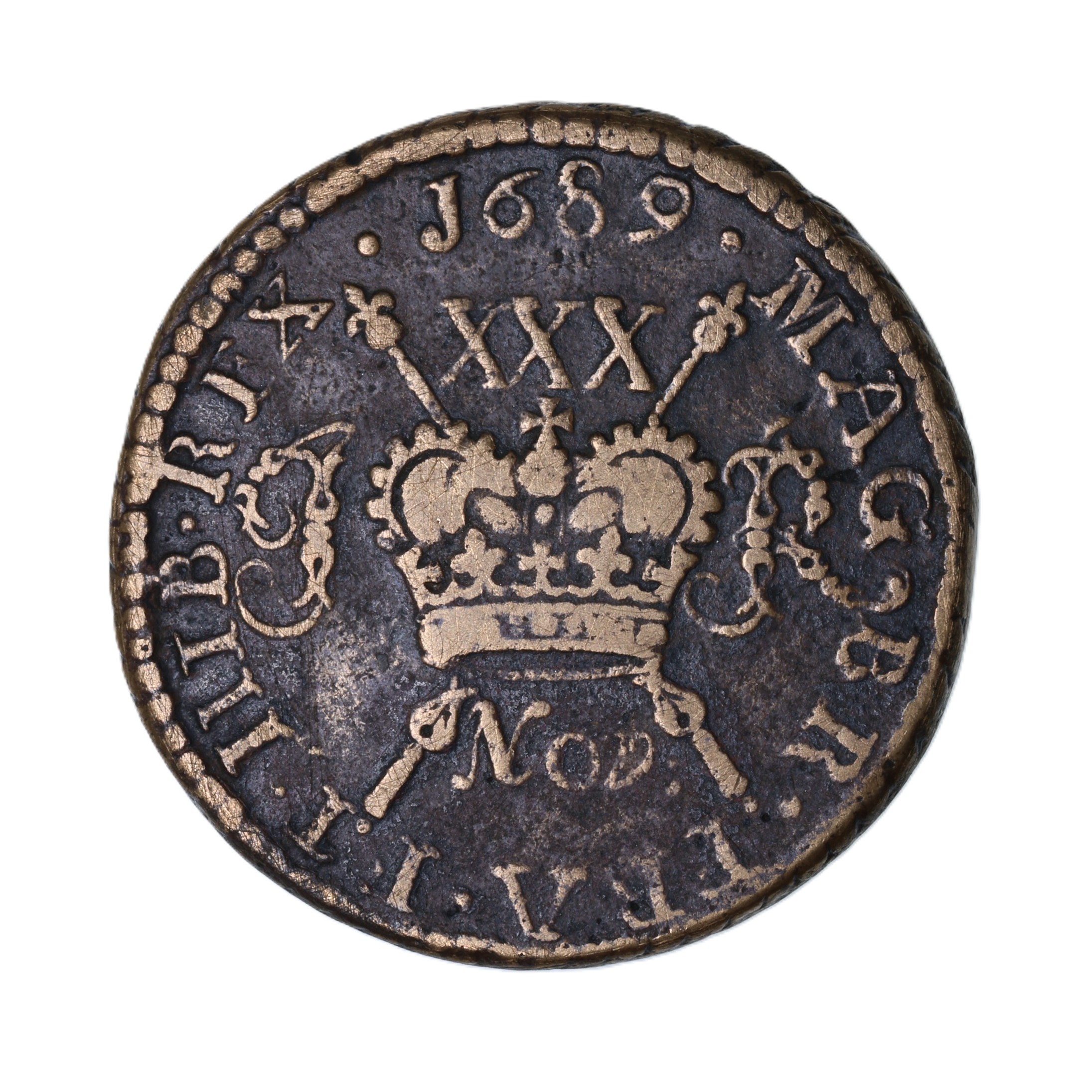 Ireland Gunmoney James II AD 1685-1691 Civil War Coinage Brass Gunmoney Halfcrown AD 1689 - Image 2