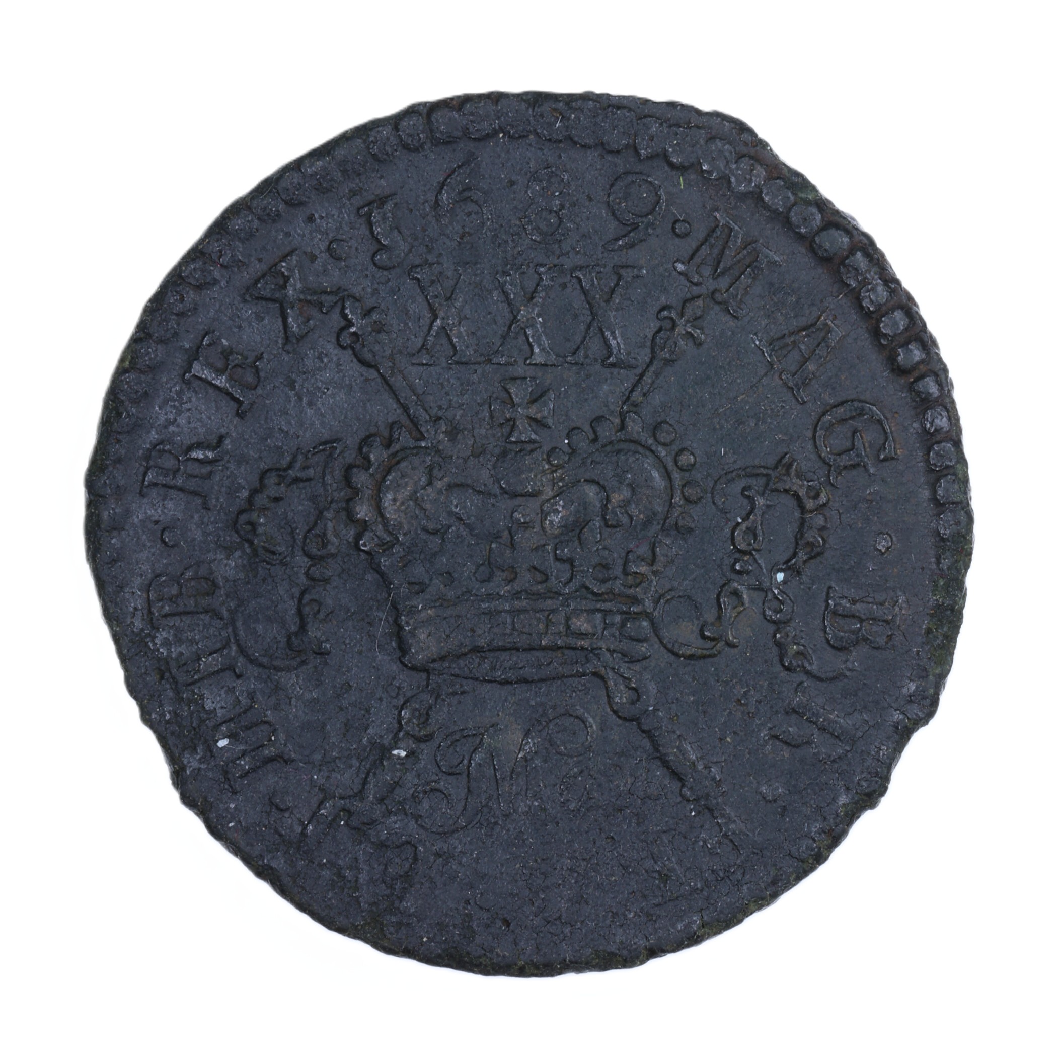 Ireland Gunmoney James II AD 1685-1691 Civil War Coinage Brass Gunmoney Halfcrown AD 1689 - Image 2