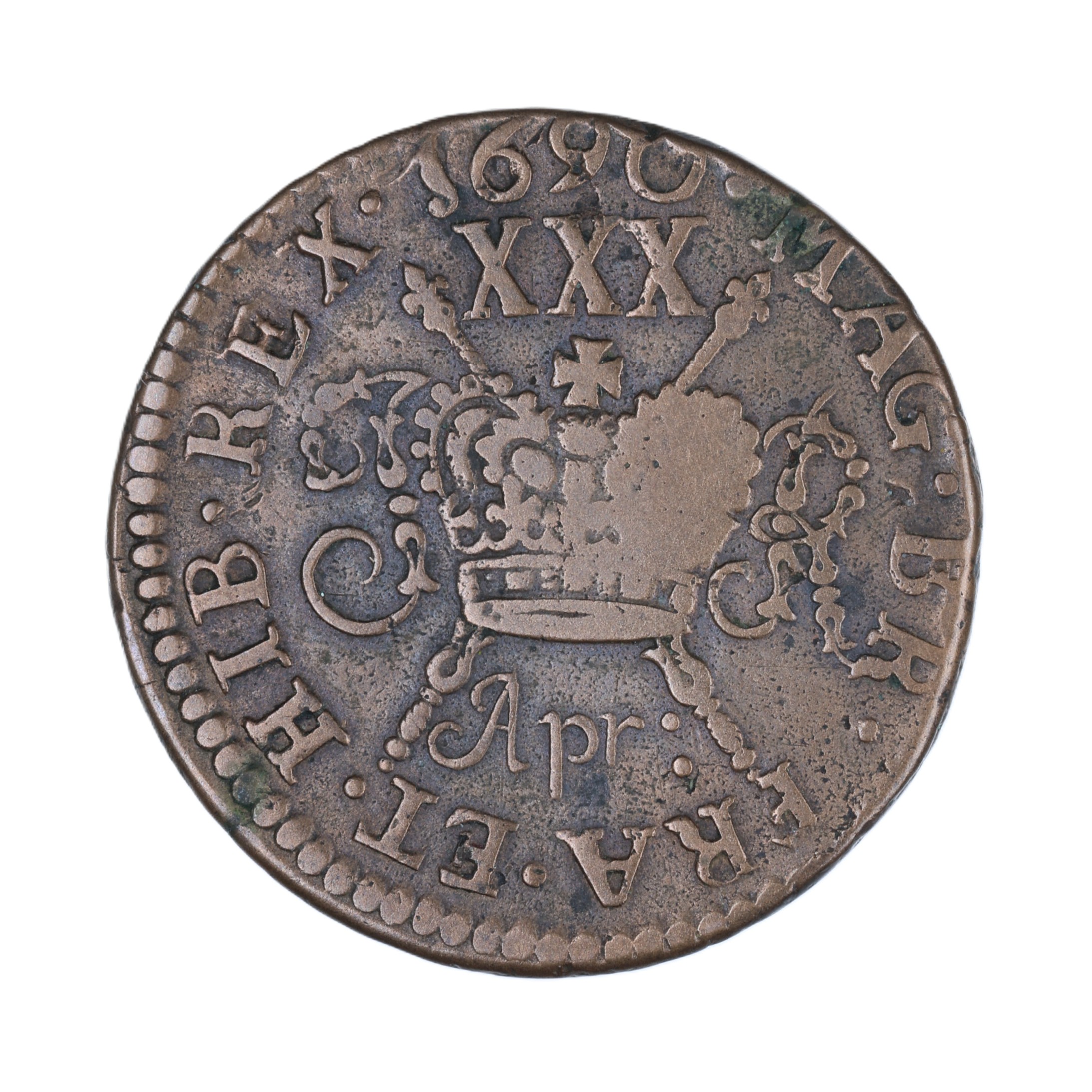 Ireland Gunmoney James II AD 1685-1691 Civil War Coinage Brass Gunmoney Halfcrown AD 1690 - Image 2