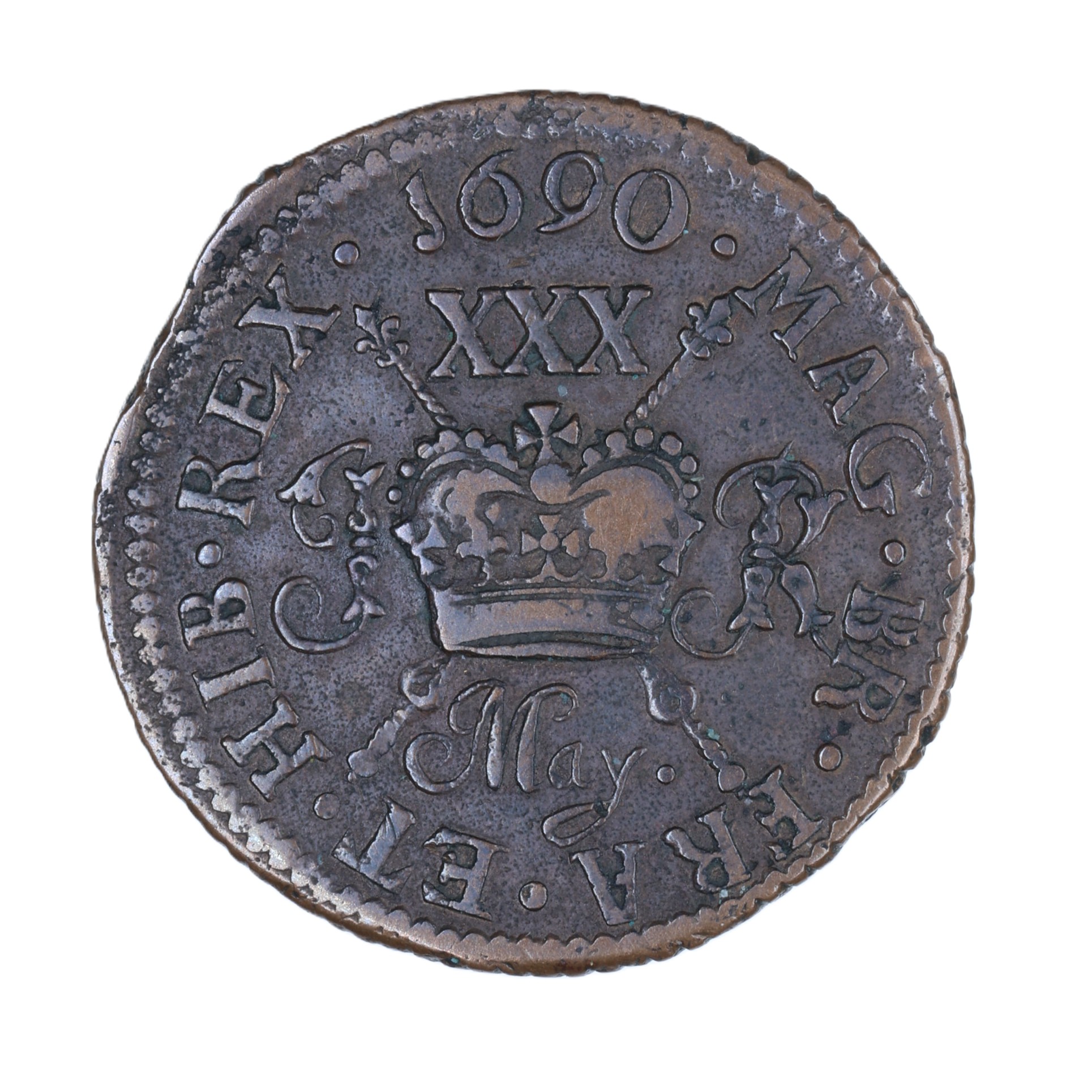 Ireland Gunmoney James II AD 1685-1691 Civil War Coinage Brass Gunmoney Halfcrown AD 1690 - Image 2