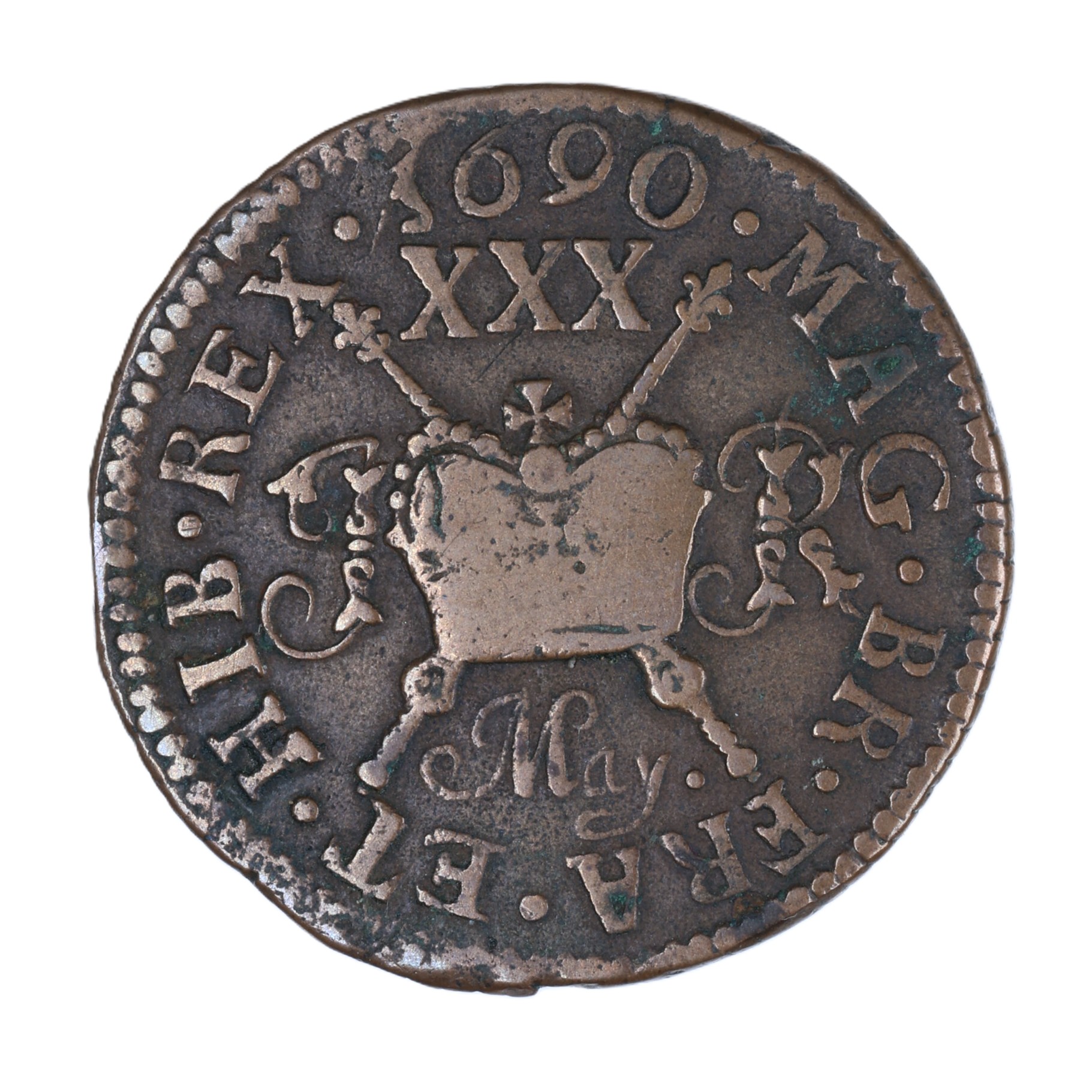 Ireland Gunmoney James II AD 1685-1691 Civil War Coinage Brass Gunmoney Halfcrown AD 1690 - Image 2