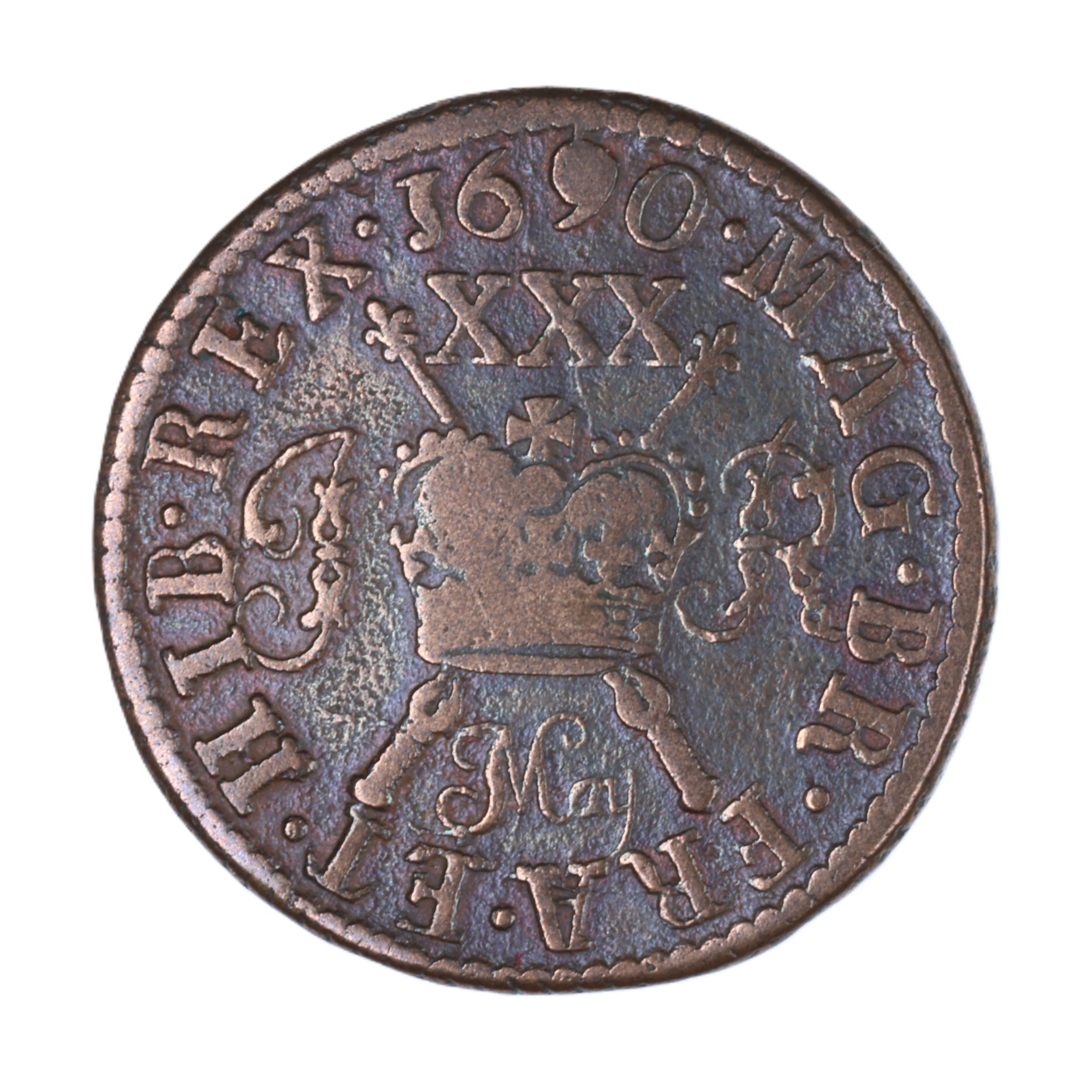 Ireland Gunmoney James II AD 1685-1691 Civil War Coinage Brass Gunmoney Halfcrown AD 1690 - Image 2