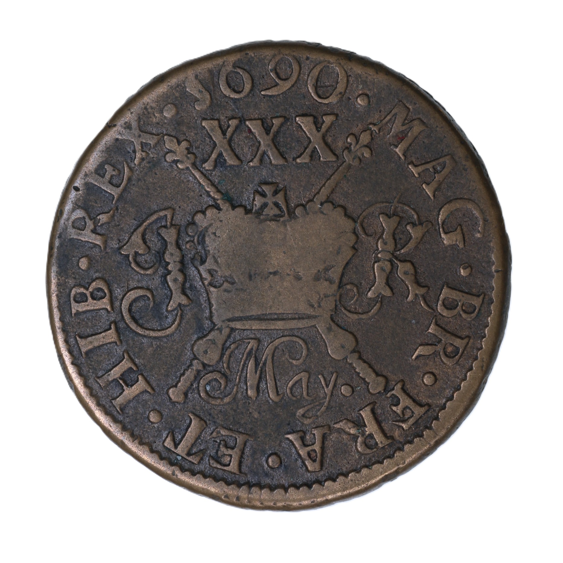 Ireland Gunmoney James II AD 1685-1691 Civil War Coinage Brass Gunmoney Halfcrown AD 1690 - Image 2