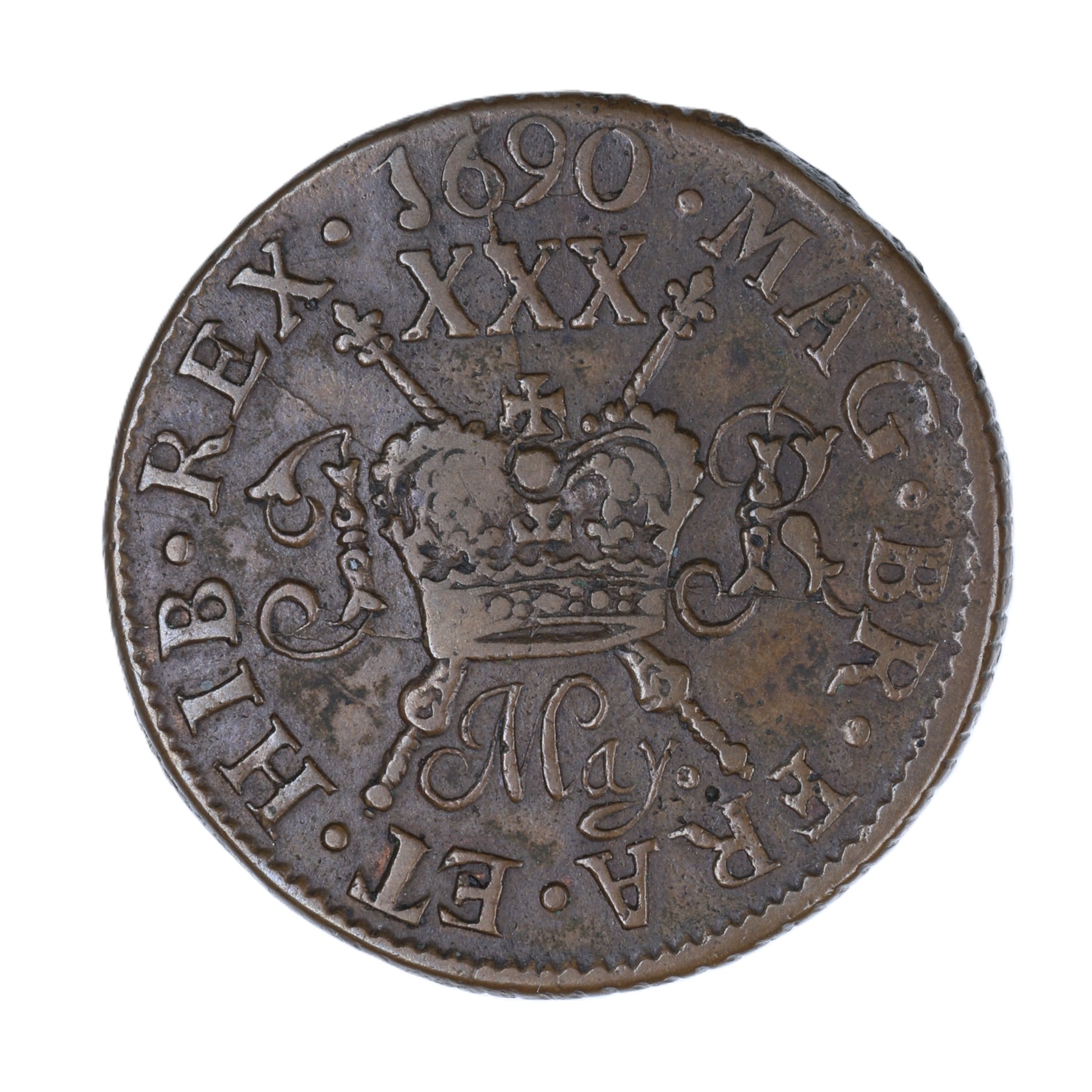 Ireland Gunmoney James II AD 1685-1691 Civil War Coinage Brass Gunmoney Halfcrown AD 1690 - Image 2