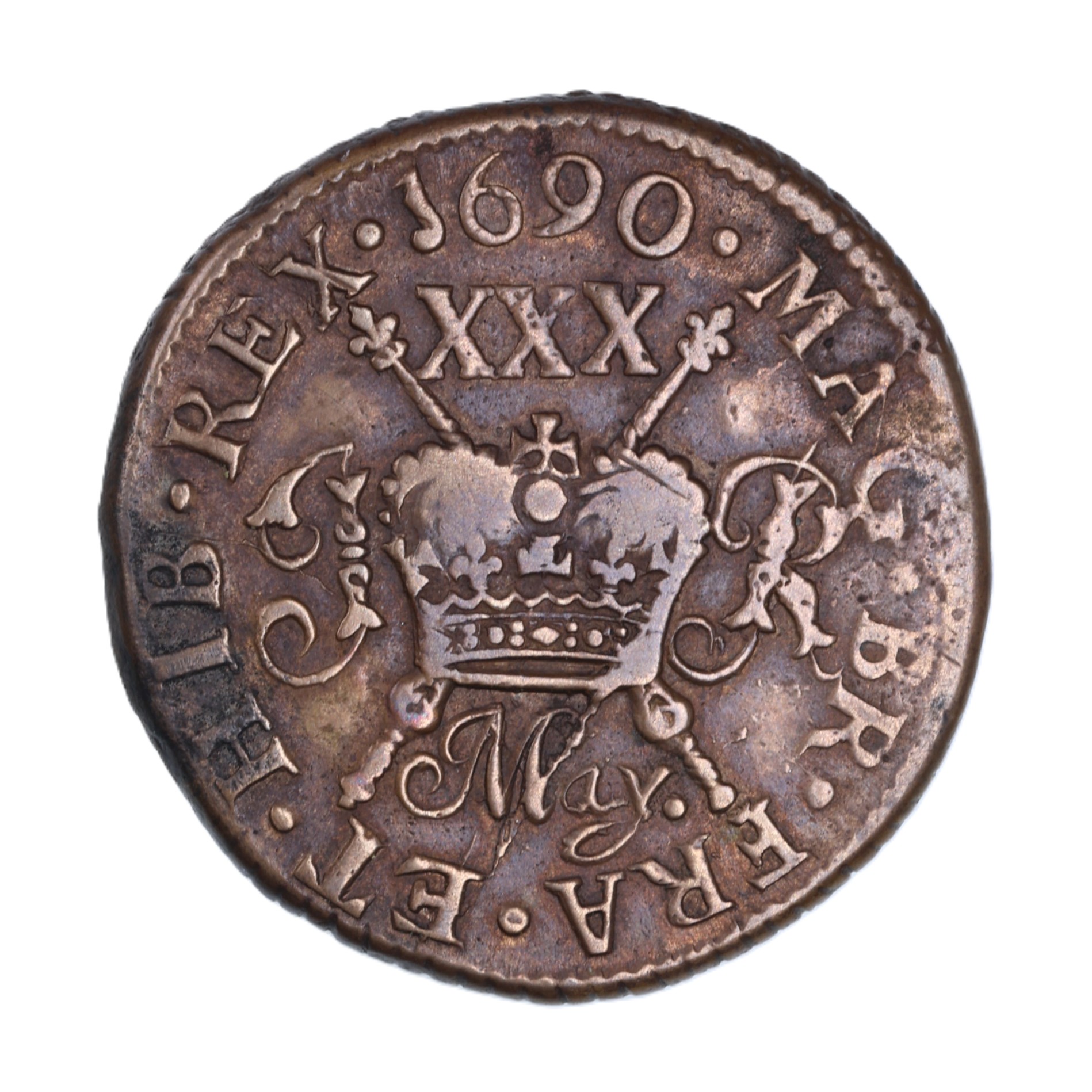 Ireland Gunmoney James II AD 1685-1691 Civil War Coinage Brass Gunmoney Halfcrown AD 1690 - Image 2