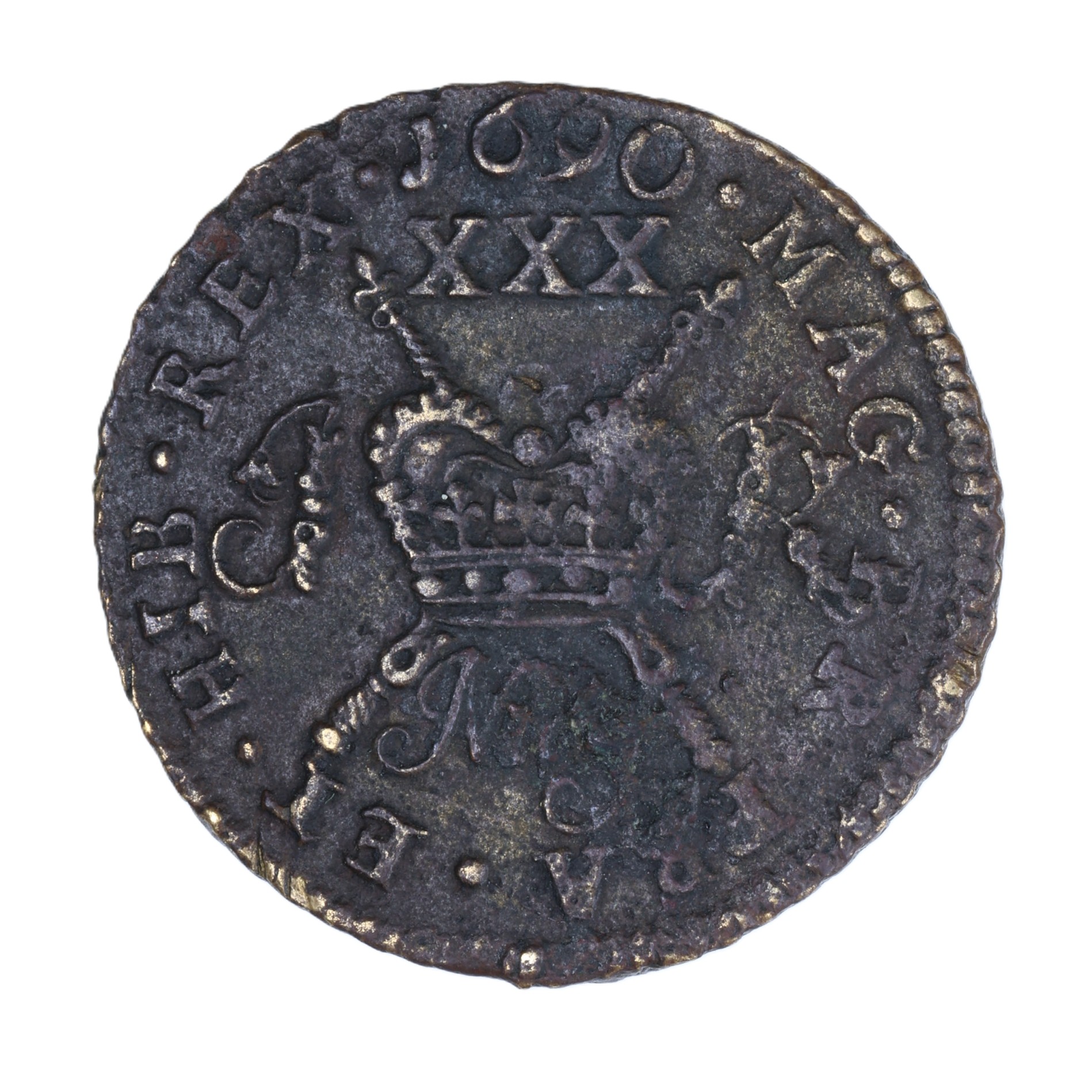 Ireland Gunmoney James II AD 1685-1691 Civil War Coinage Brass Gunmoney Halfcrown AD 1690 - Image 2