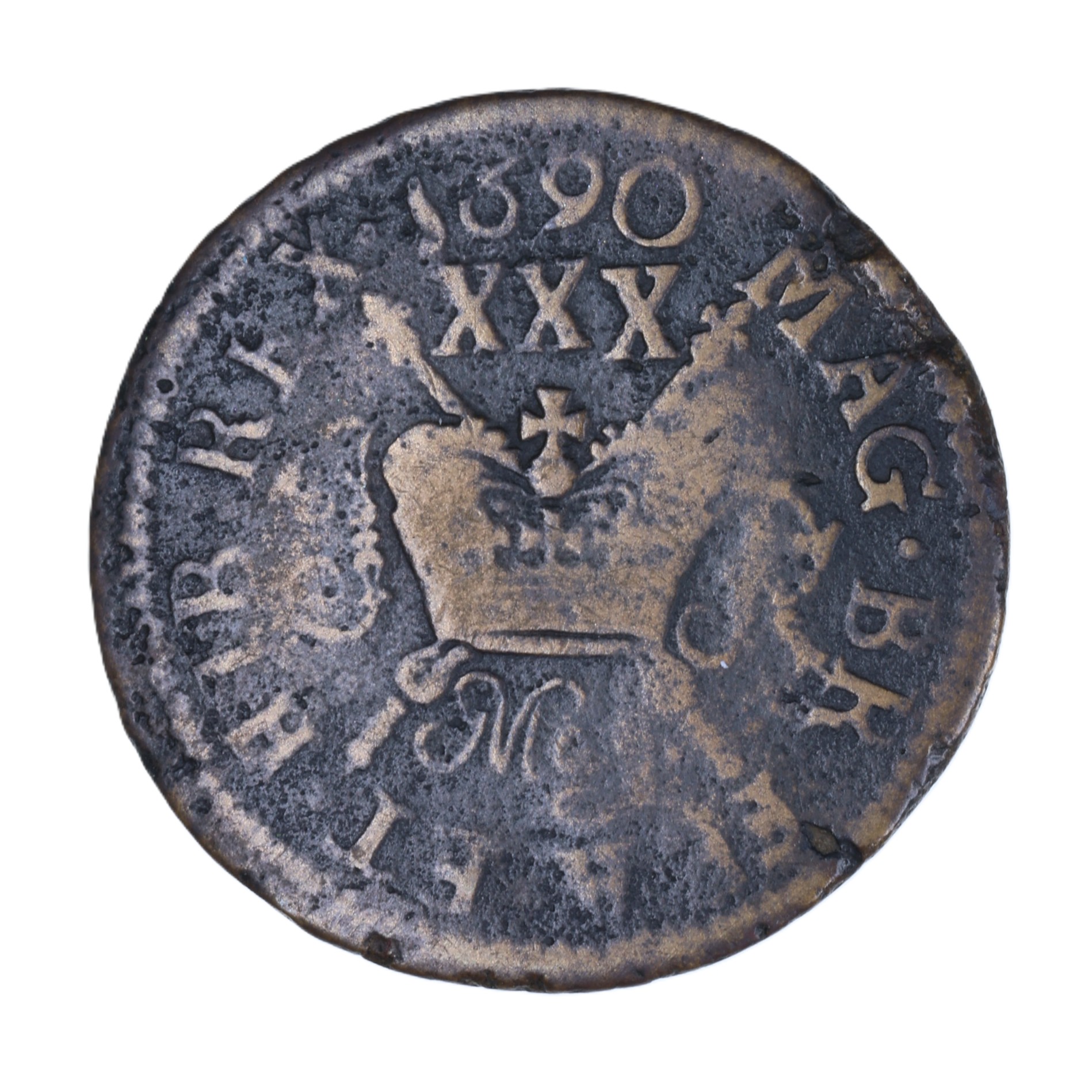 Ireland Gunmoney James II AD 1685-1691 Civil War Coinage Brass Gunmoney Halfcrown AD 1690 - Image 2
