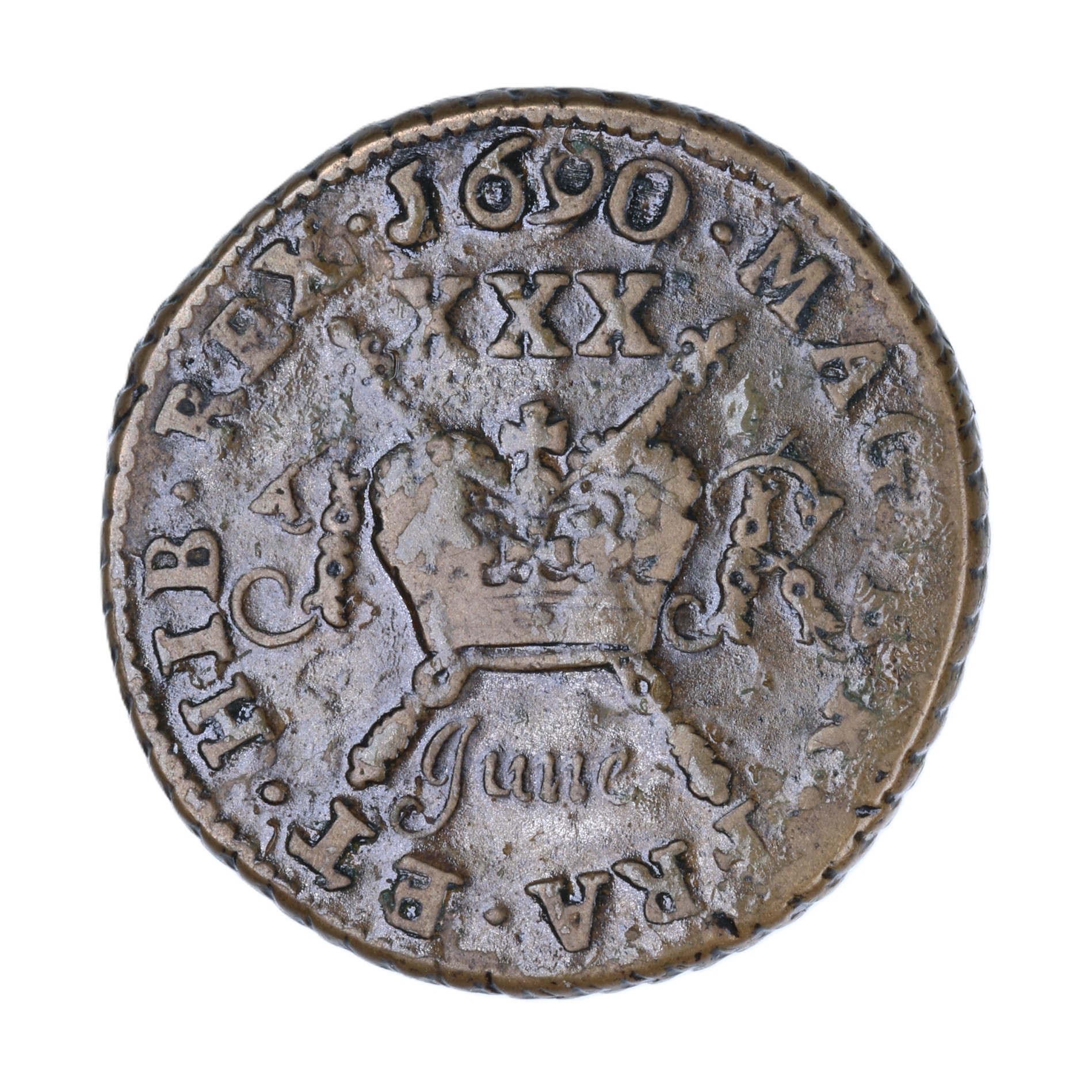 Ireland Gunmoney James II AD 1685-1691 Civil War Coinage Brass Gunmoney Halfcrown AD 1690 - Image 2
