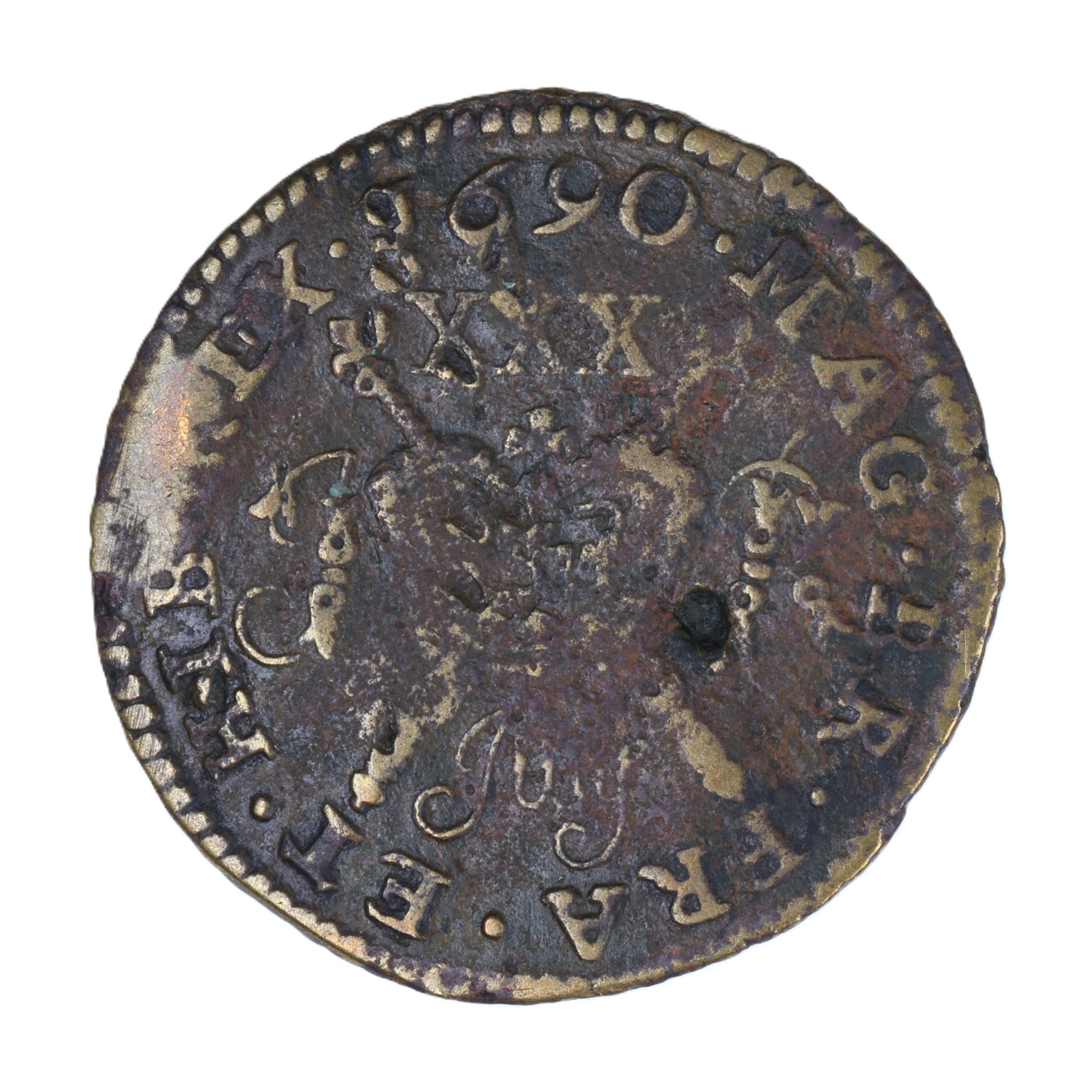 Ireland Gunmoney James II AD 1685-1691 Civil War Coinage Brass Gunmoney Halfcrown AD 1690 - Image 2