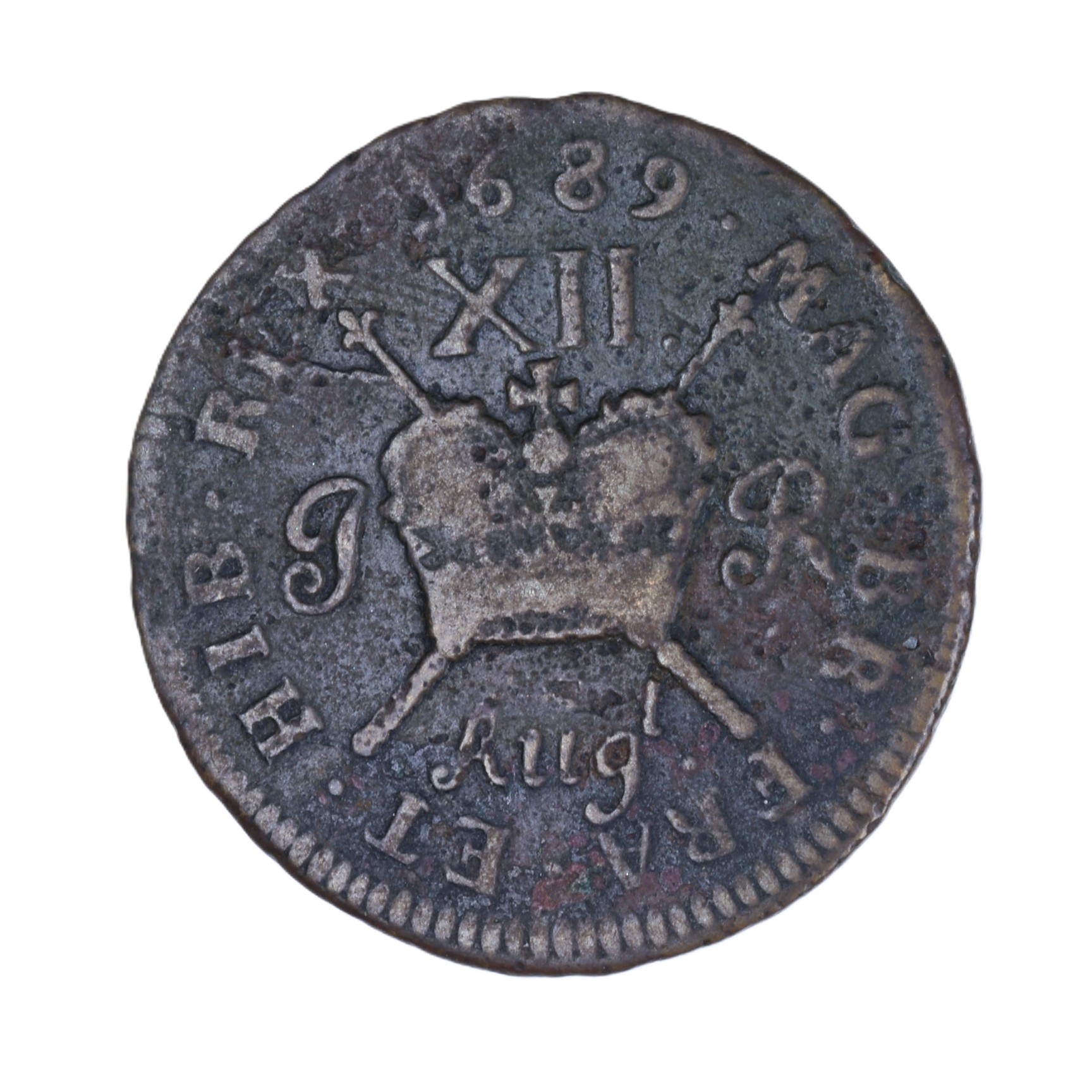 Ireland Gunmoney James II AD 1685-1691 Civil War Coinage Brass Gunmoney Shilling AD 1689 - Image 2
