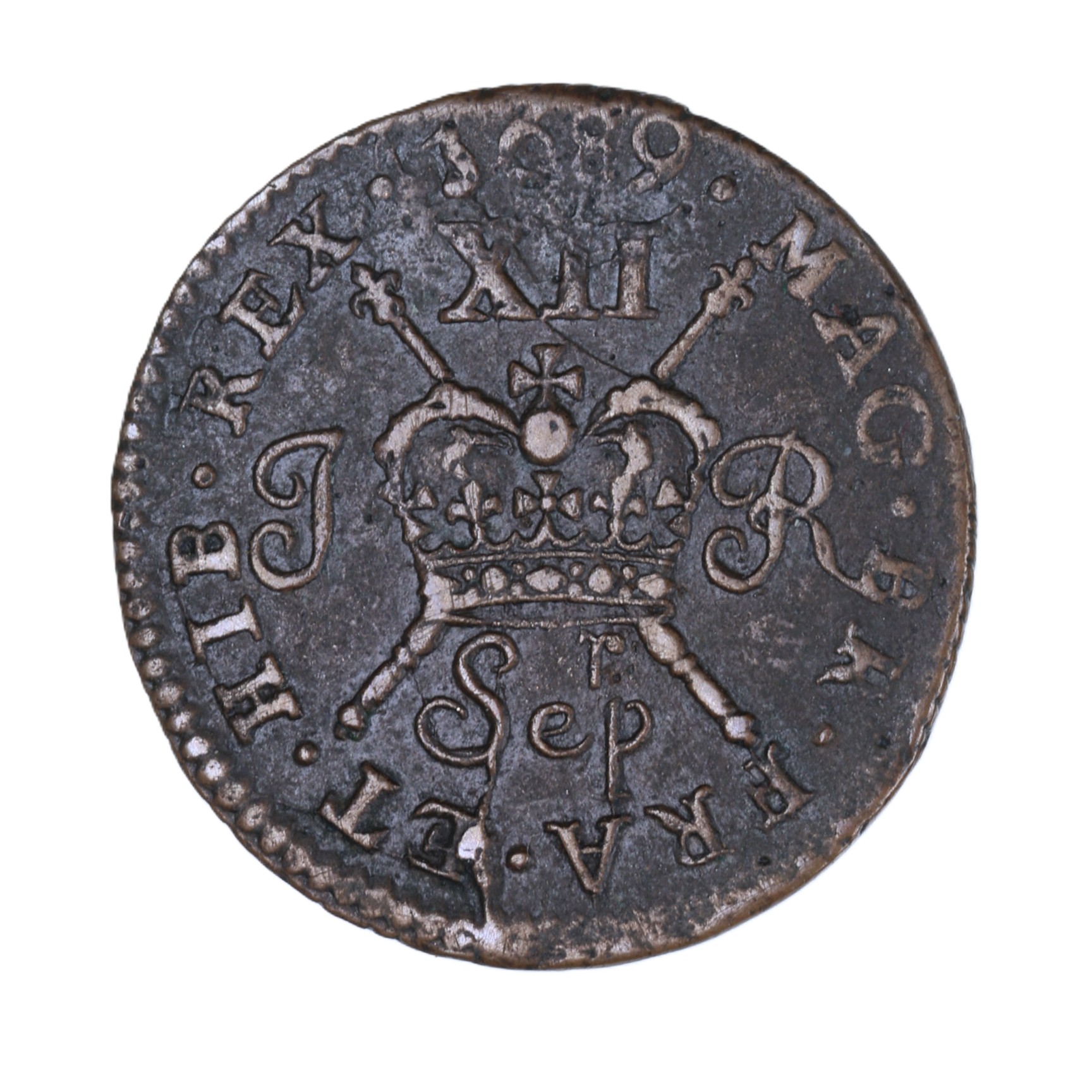 Ireland Gunmoney James II AD 1685-1691 Civil War Coinage Brass Gunmoney Shilling AD 1689 - Image 2