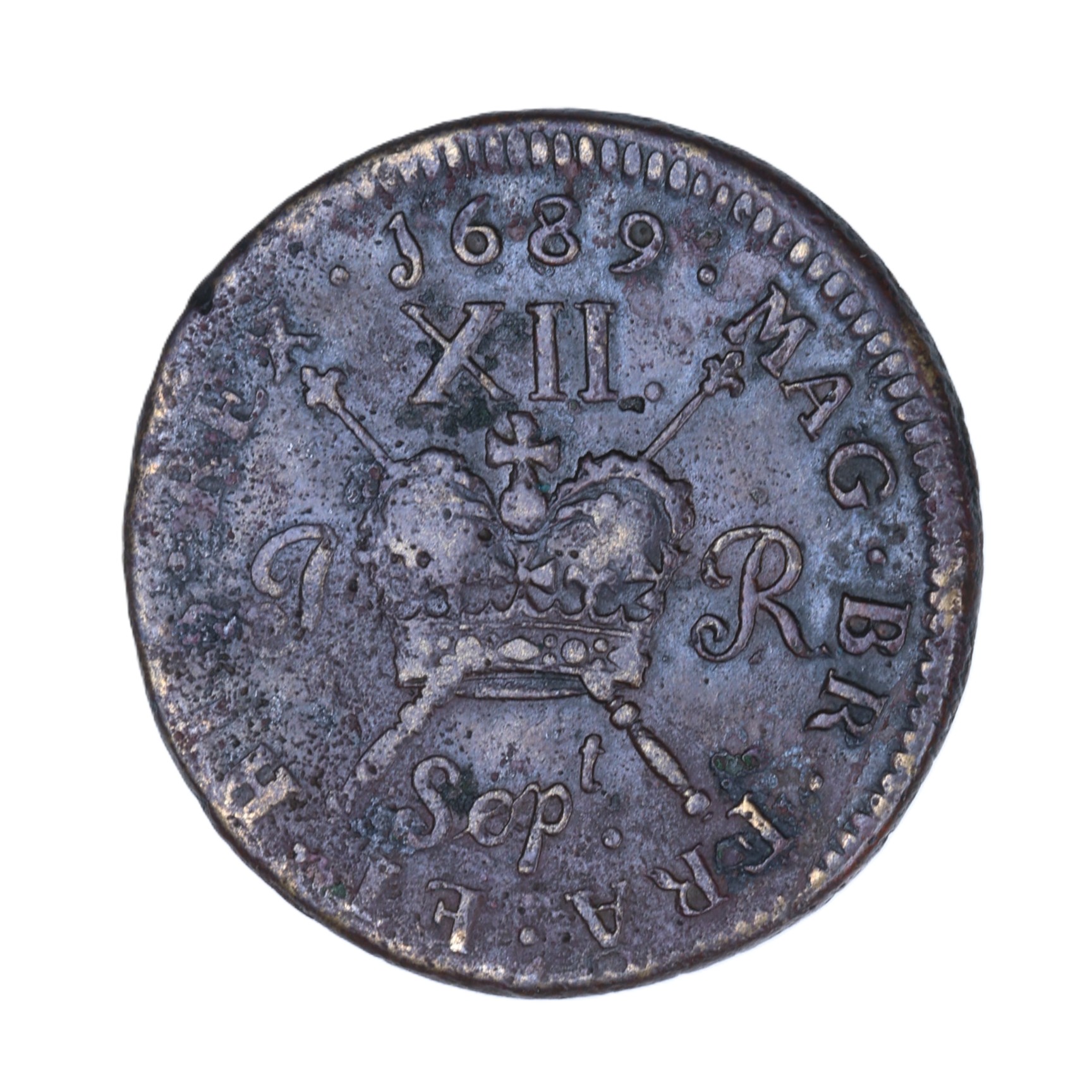 Ireland Gunmoney James II AD 1685-1691 Civil War Coinage Brass Gunmoney Shilling AD 1689 - Image 2