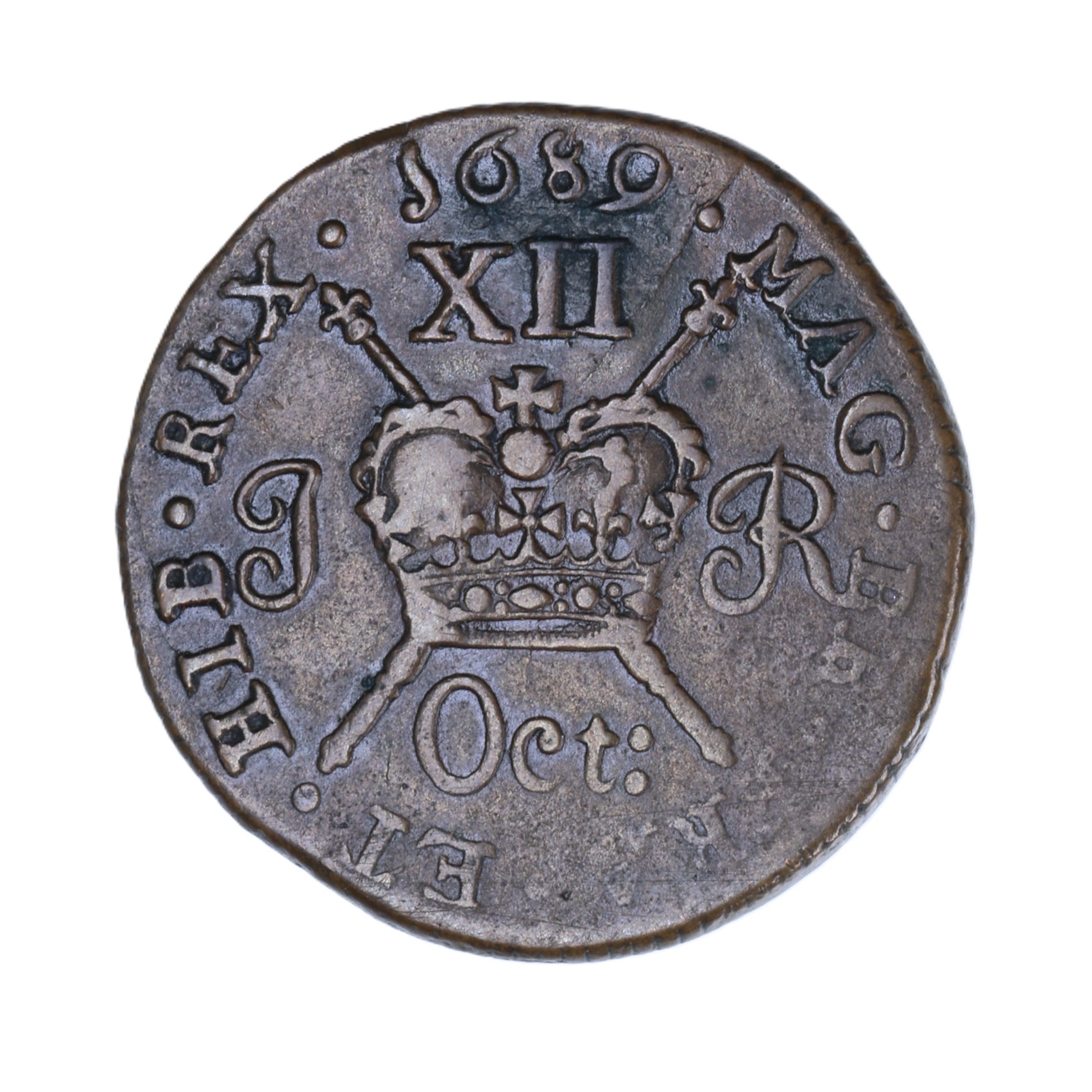 Ireland Gunmoney James II AD 1685-1691 Civil War Coinage Brass Gunmoney Shilling AD 1689 - Image 2