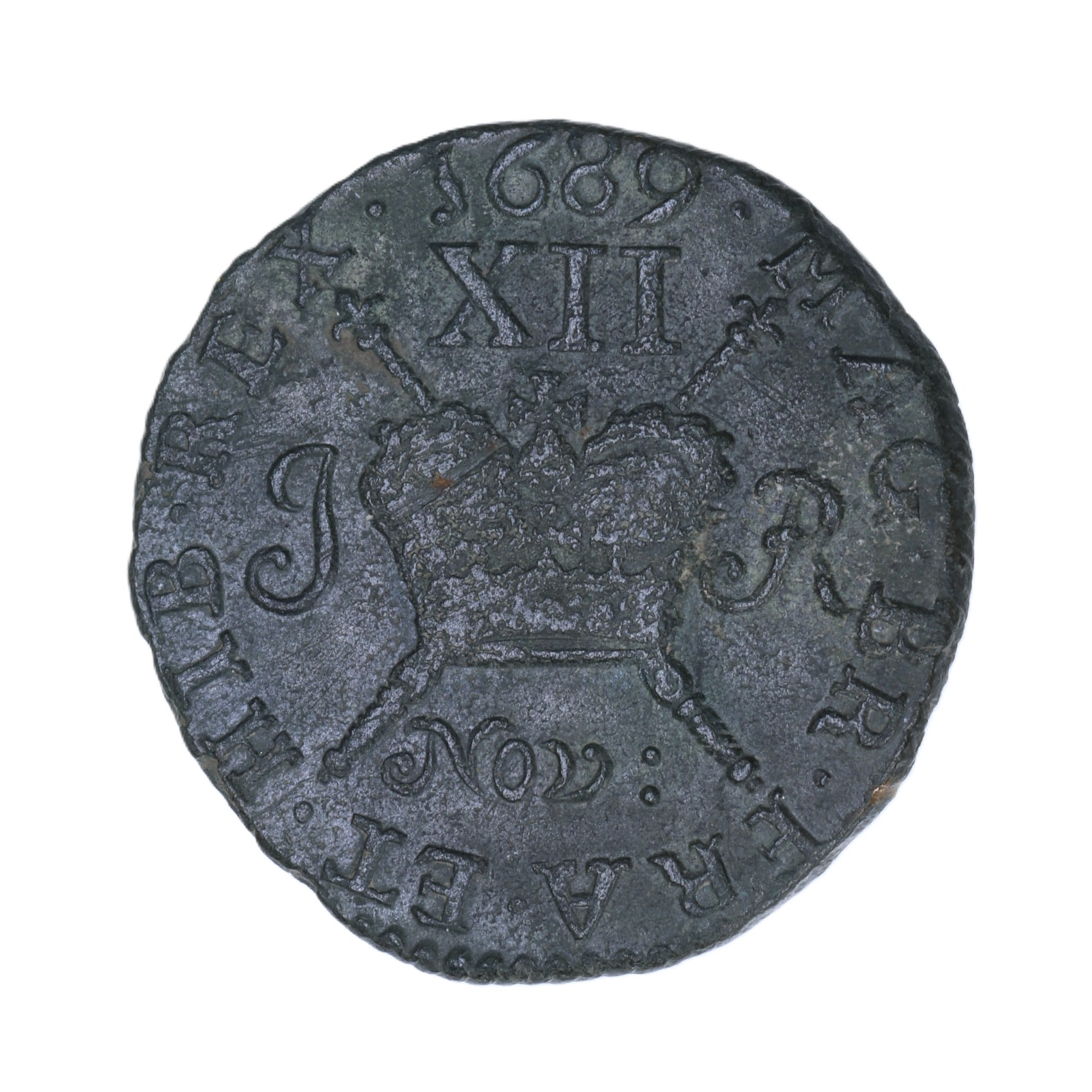 Ireland Gunmoney James II AD 1685-1691 Civil War Coinage Brass Gunmoney Shilling AD 1689 - Image 2