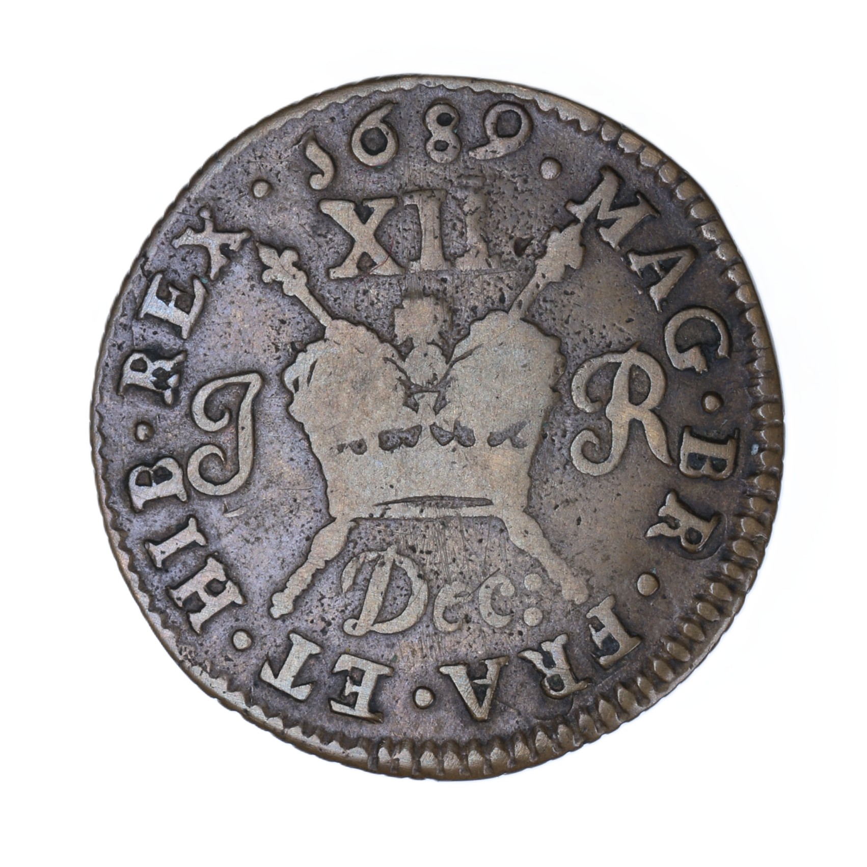 Ireland Gunmoney James II AD 1685-1691 Civil War Coinage Brass Gunmoney Shilling AD 1689 - Image 2