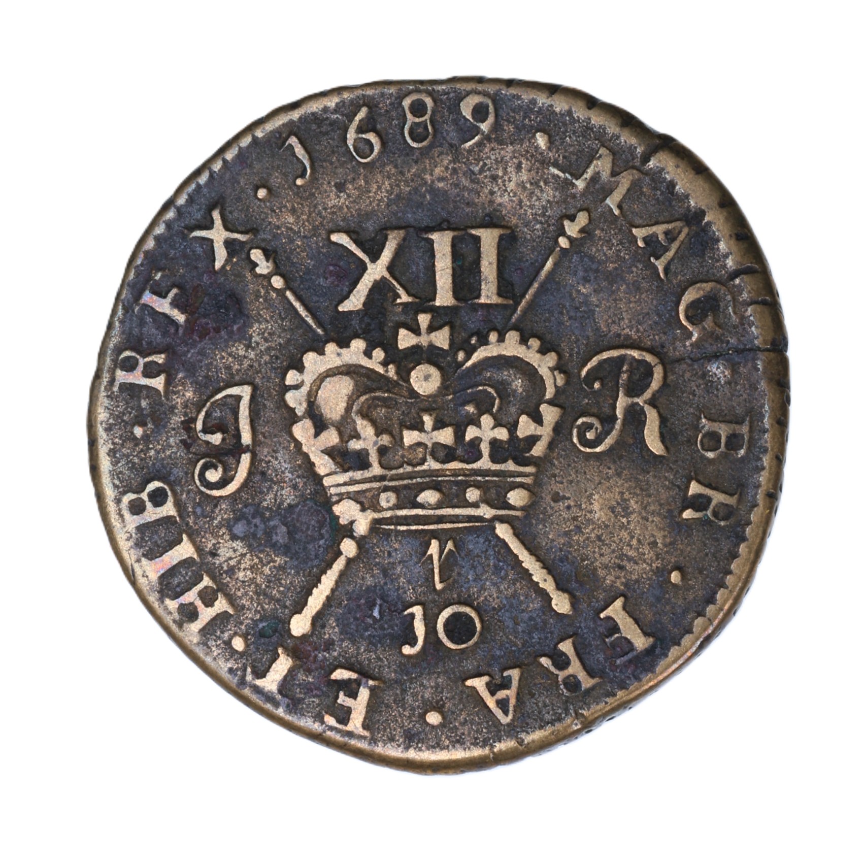 Ireland Gunmoney James II AD 1685-1691 Civil War Coinage Brass Gunmoney Shilling AD 1689 - Image 2
