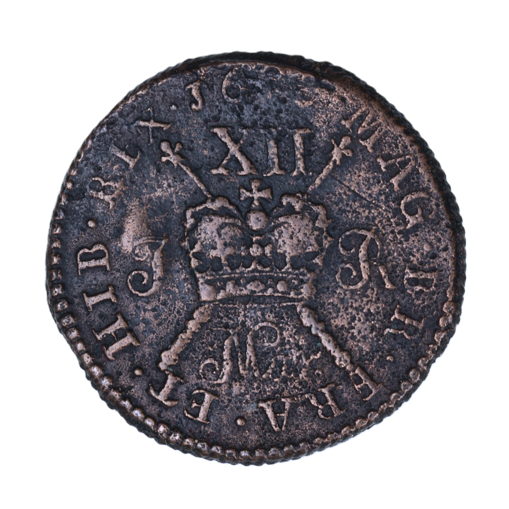 Ireland Gunmoney James II AD 1685-1691 Civil War Coinage Brass Gunmoney Shilling AD 1690 - Image 2