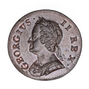 George II AD 1727-1760 Copper Farthing AD 1754