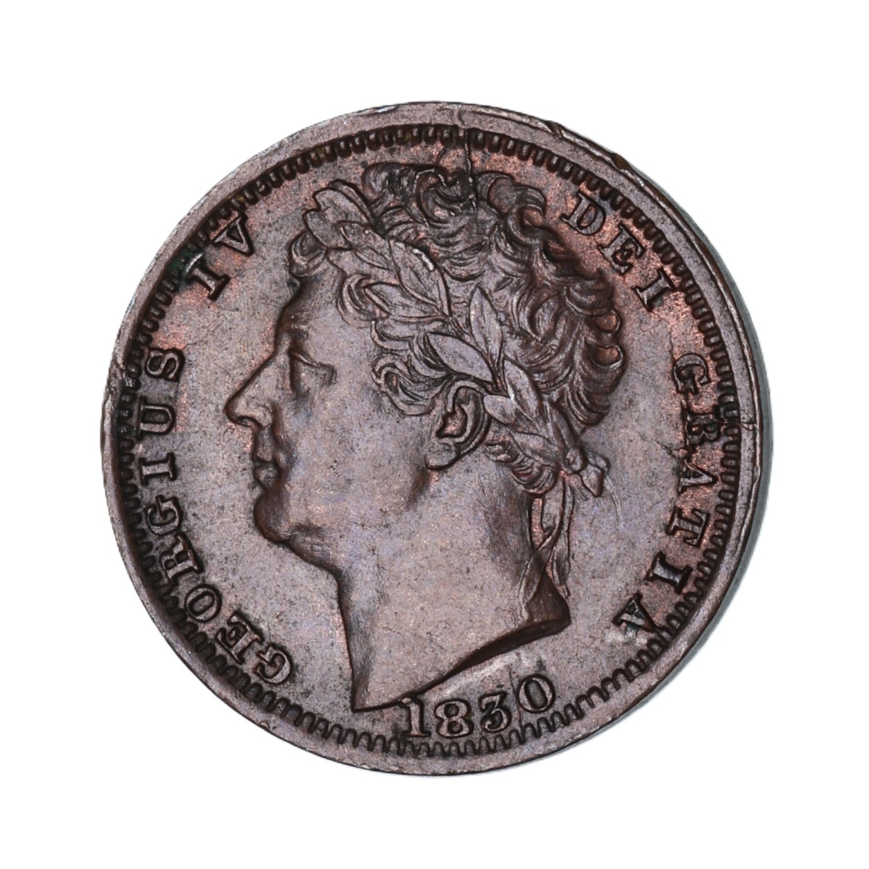 George IV AD 1820-1830 Copper Half Farthing AD 1830
