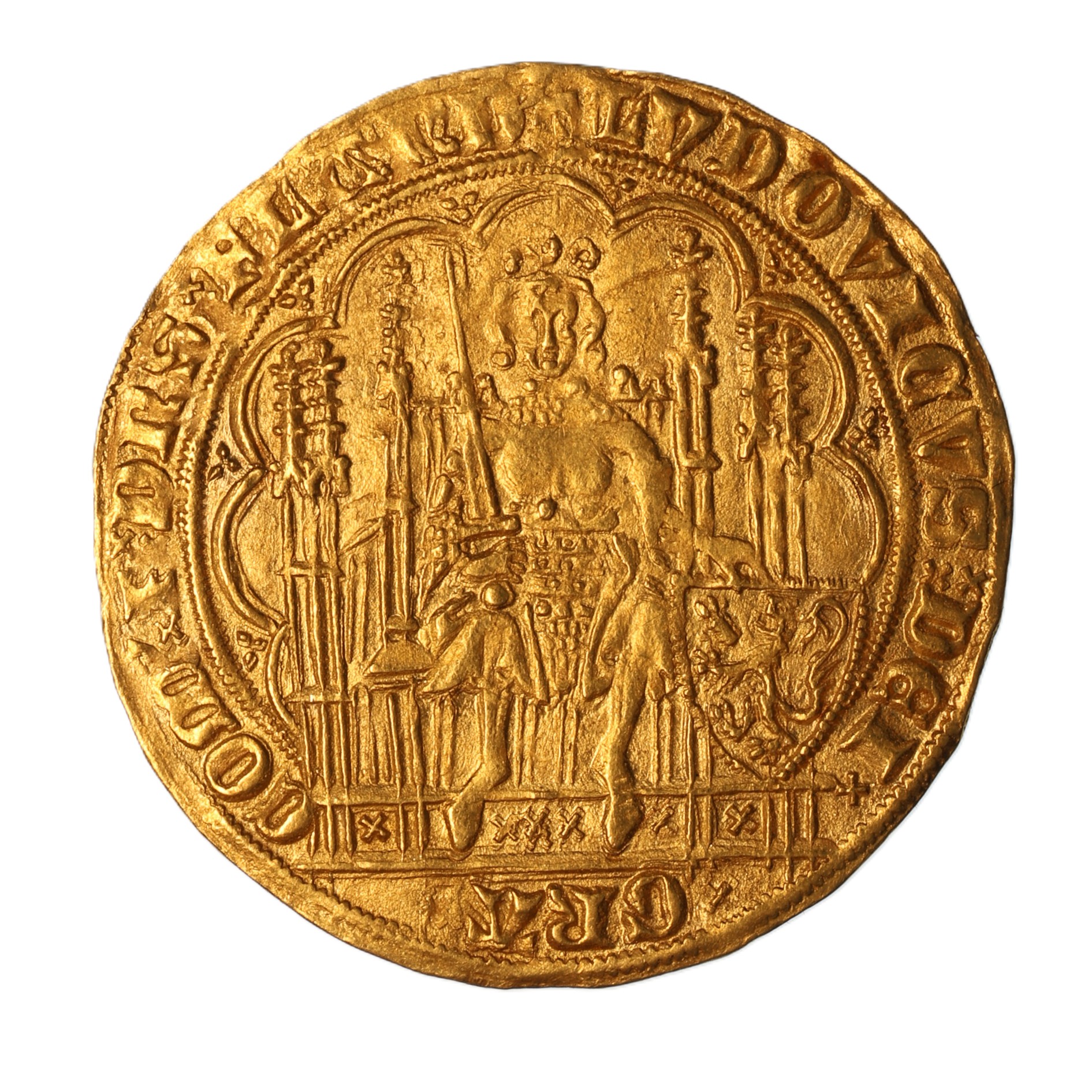 Flanders Belgium Louis De Male AD 1346-1384 Gold Ecu D'or a la chaise