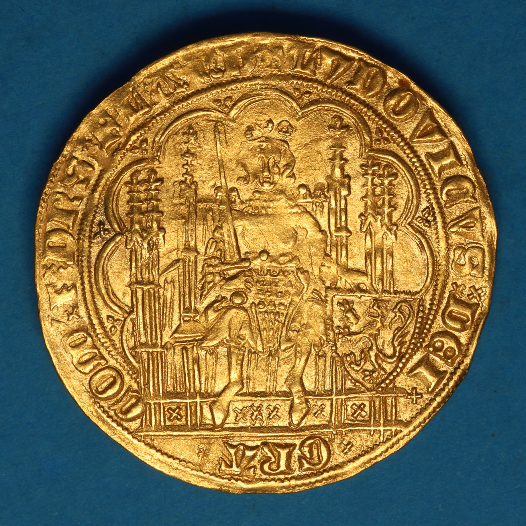 Flanders Belgium Louis De Male AD 1346-1384 Gold Ecu D'or a la chaise - Image 3