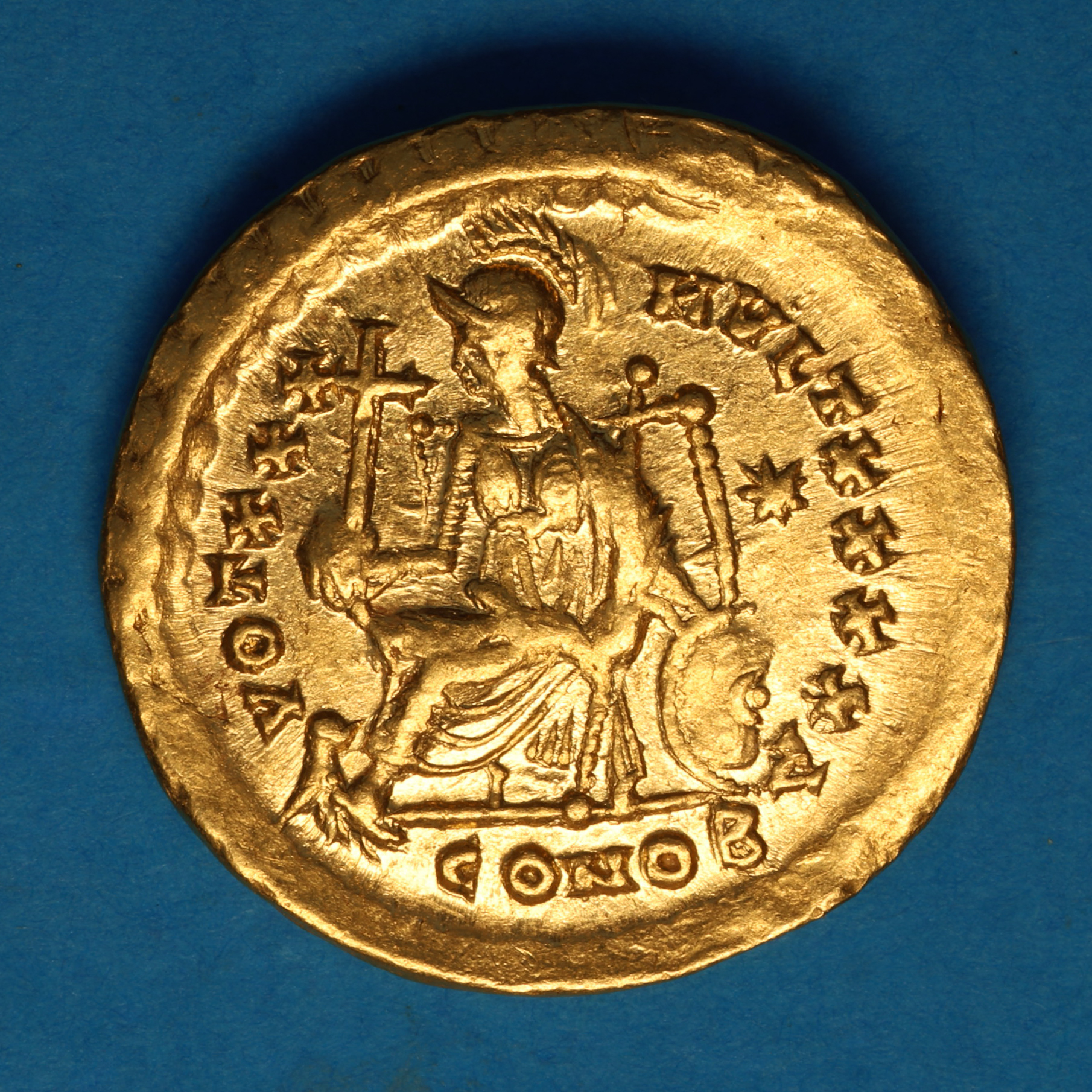 Theodosius II AD 402-450 Gold Solidus Constantinople - Image 4