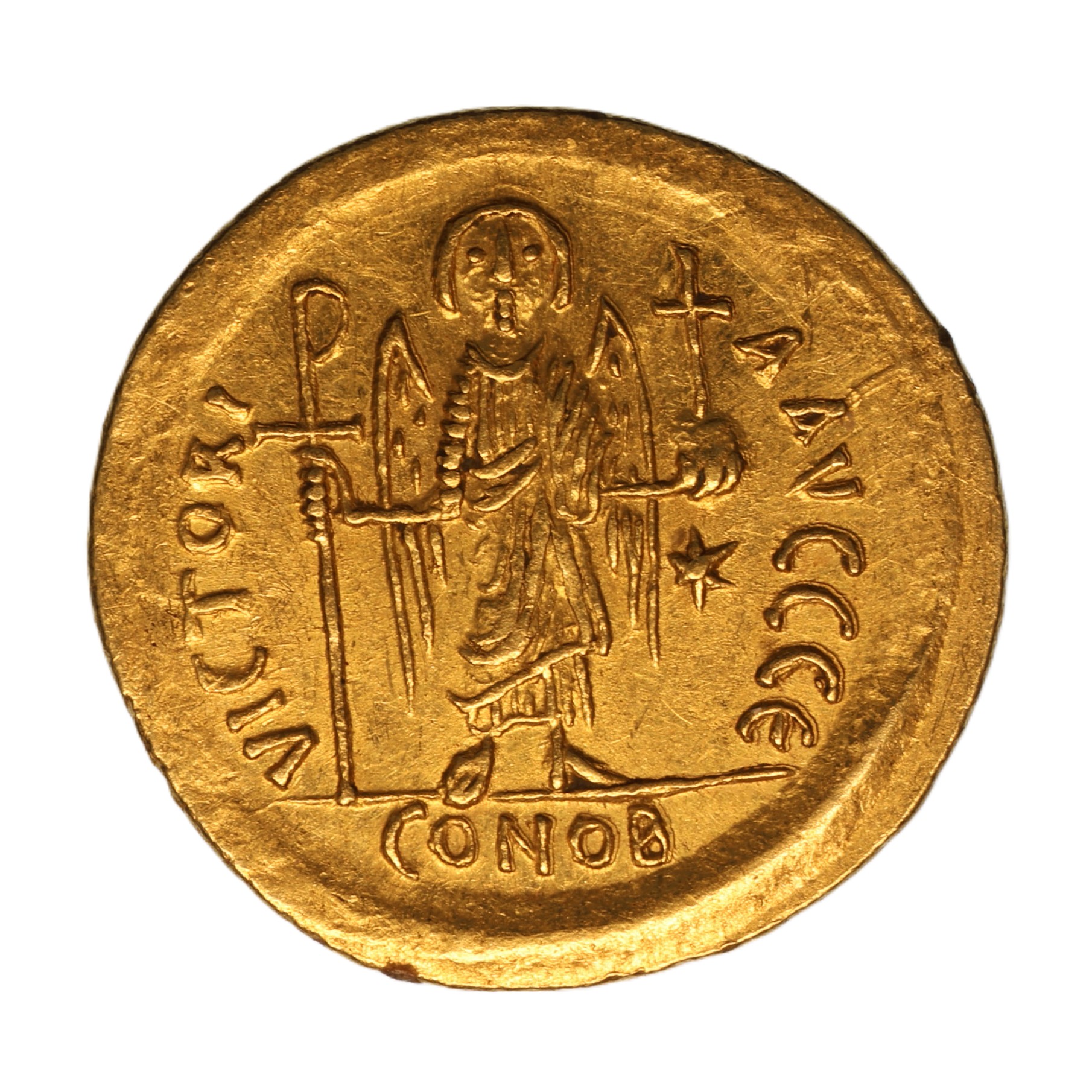 Byzantine Justinian I AD 527-565 Gold Solidus Constantinople - Image 2
