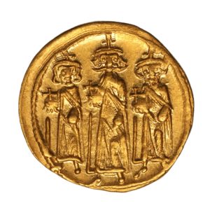 Byzantine Heraclius with Heraclius Constantine & Heraclonas AD 610-641 Gold Solidus Constantinople