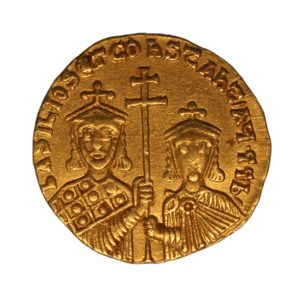 Byzantine Basil I (The Macedonian) with Constantine AD 867-886 Gold Solidus Constantinople