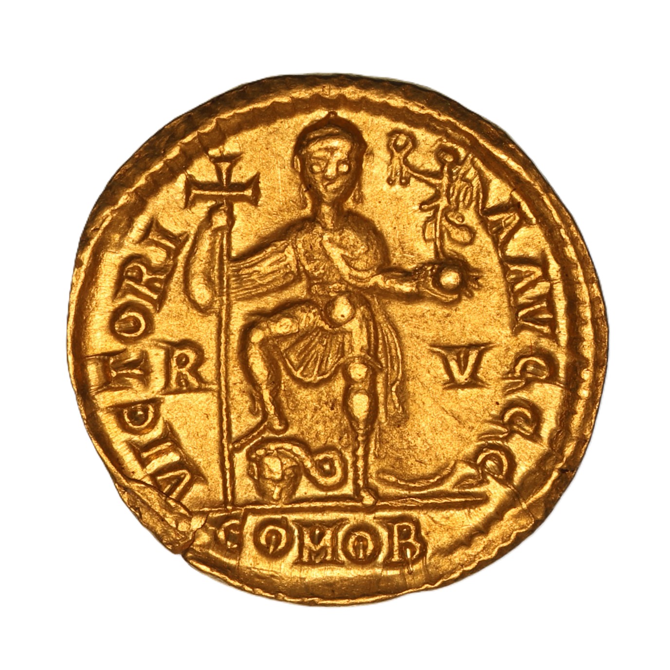 Valentinian III AD 425-455 Gold Solidus Ravenna - Image 2